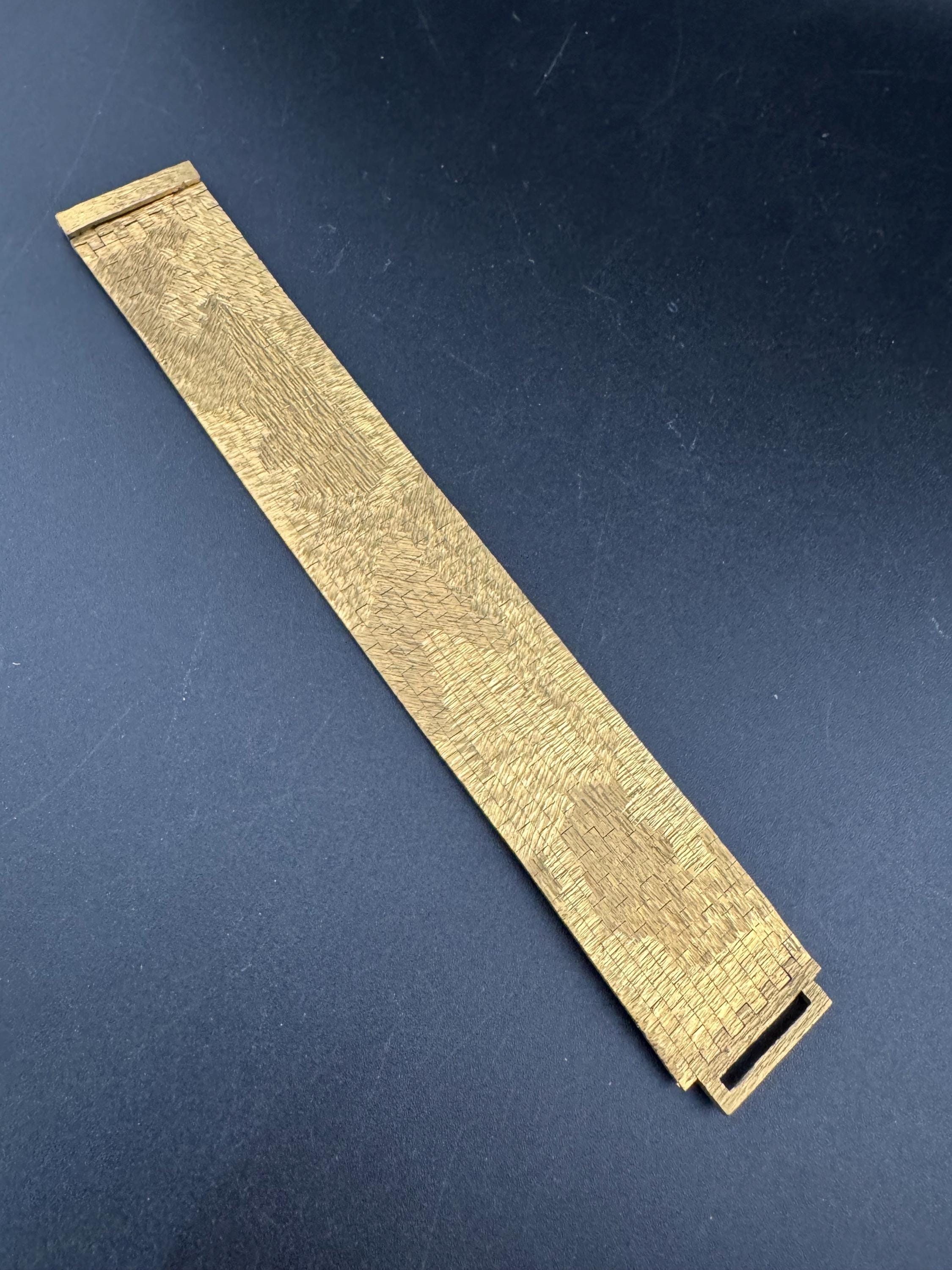 Vintage 1970s articulated flat gold plated textured wide cuff wrap bracelet 17.5cm x 2.75cm