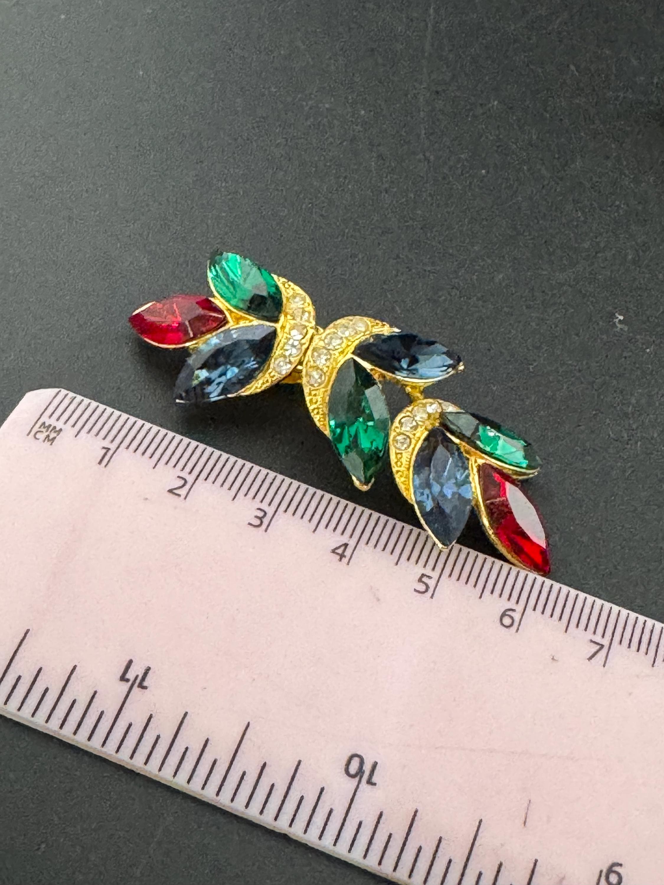 Vintage Swarovski Crystal Clip On Earrings: Ruby Red, Emerald Green, Sapphire Blue