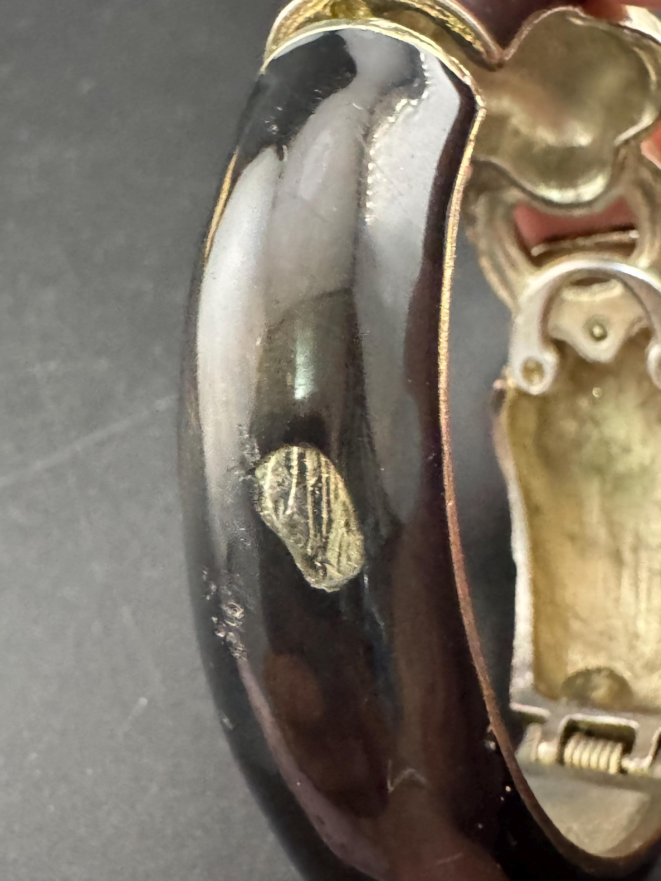 Wounded Vintage 80s Black enamel BIG CAT diamanté clamper bangle see notes