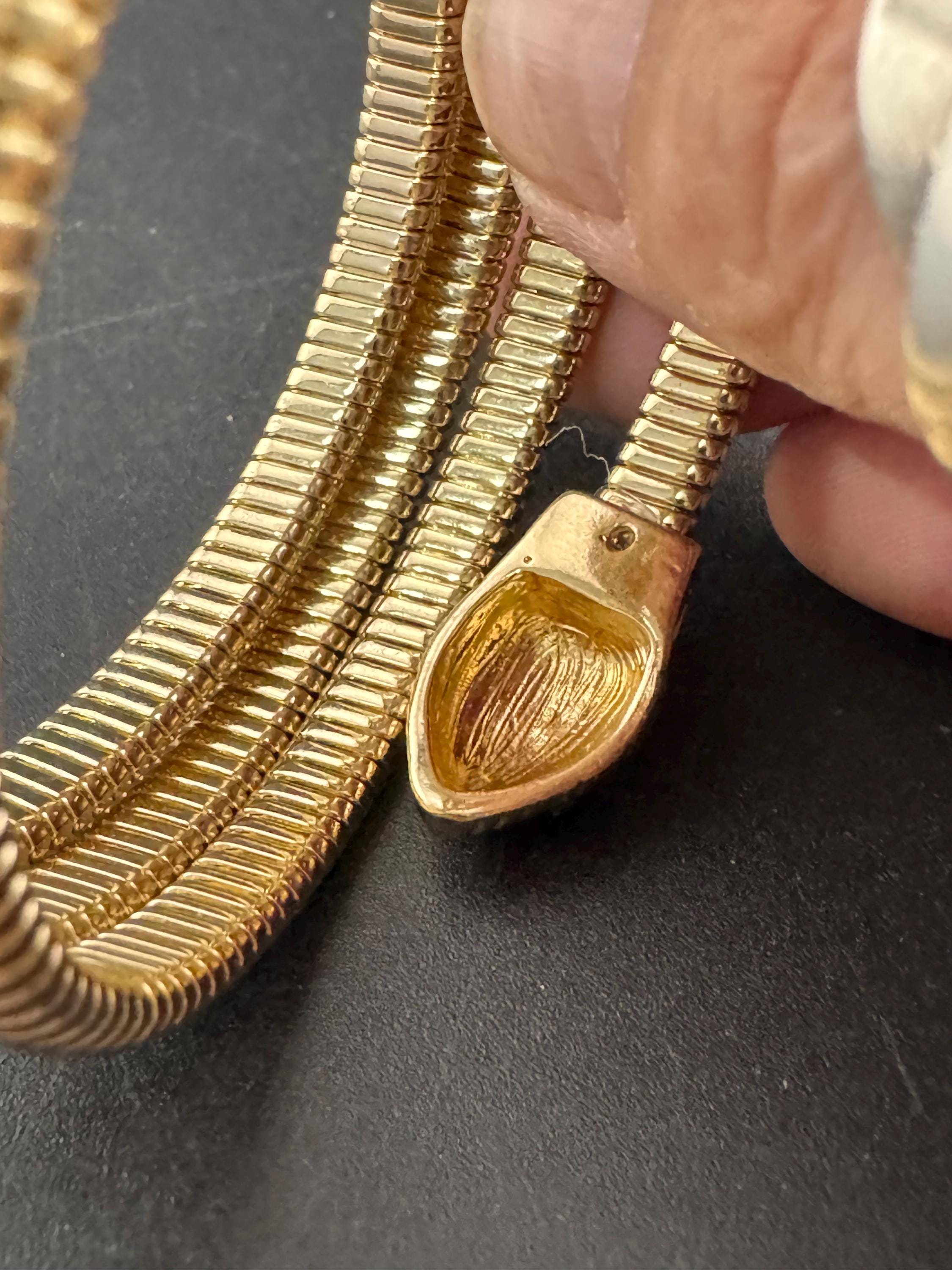 Vintage gold plated coiled snake Bangle bracelet