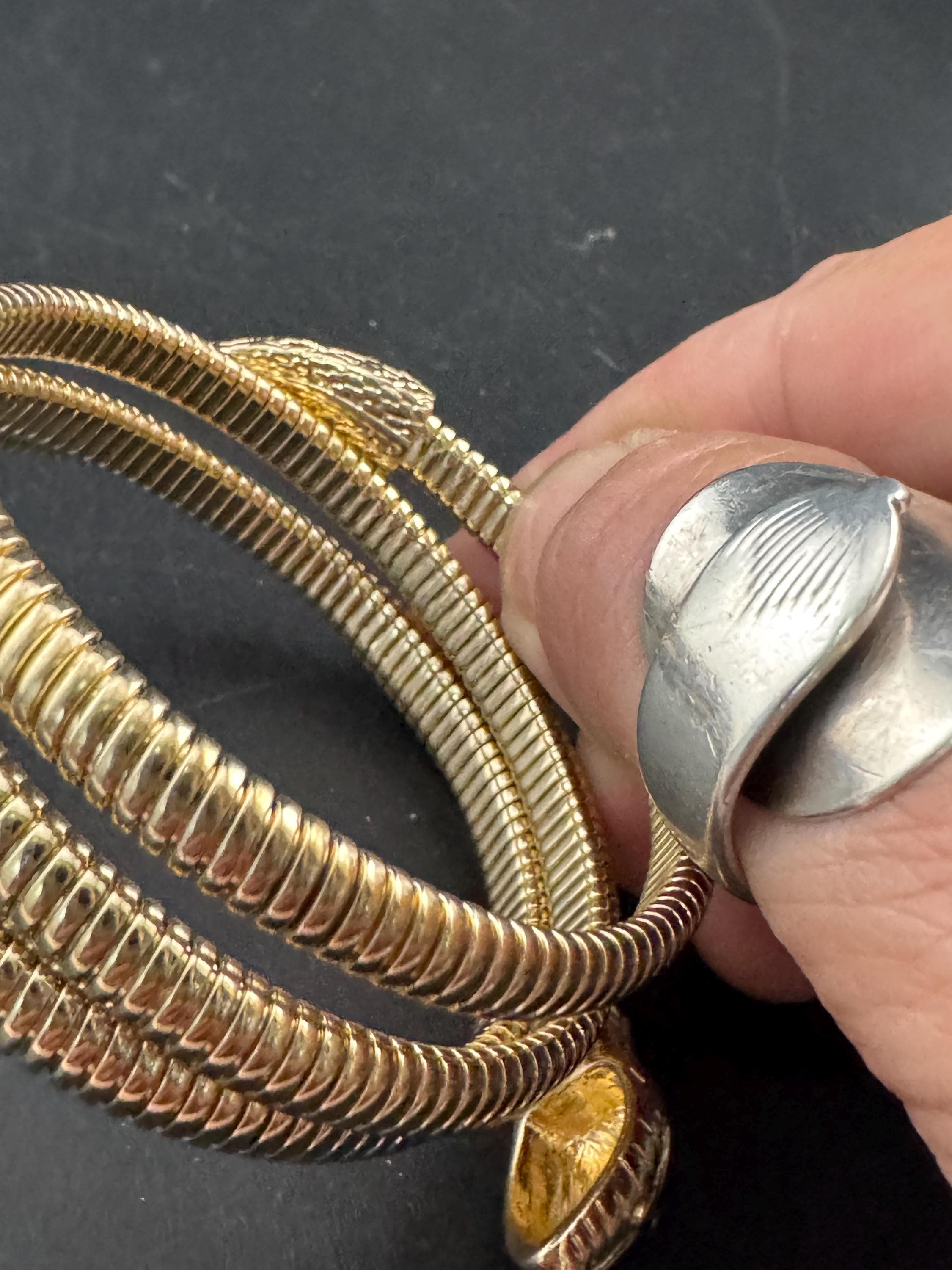Vintage gold plated coiled snake Bangle bracelet
