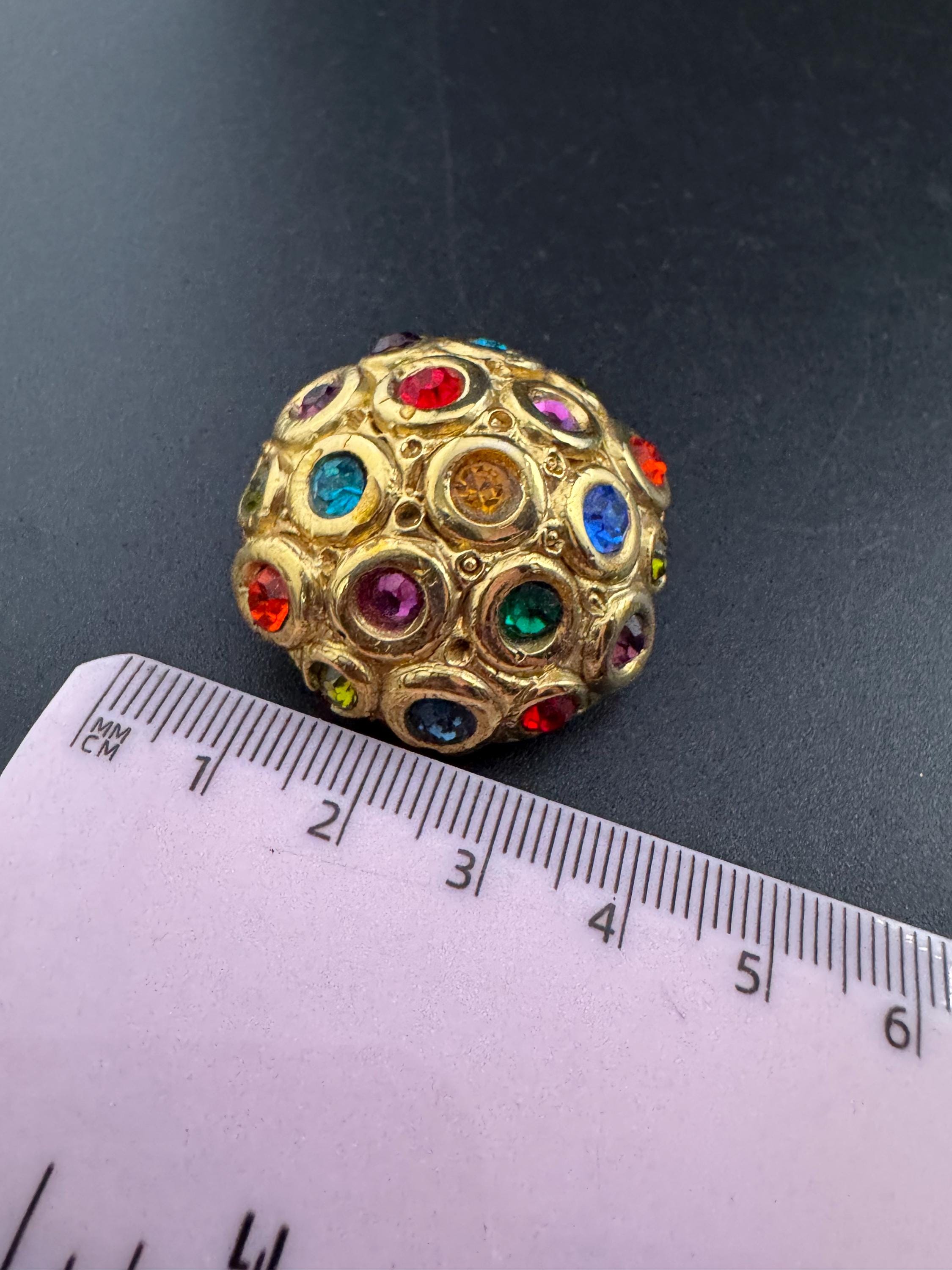 Jacky de G Diamanté domed Clip On Earrings: Oversized Gold Tone