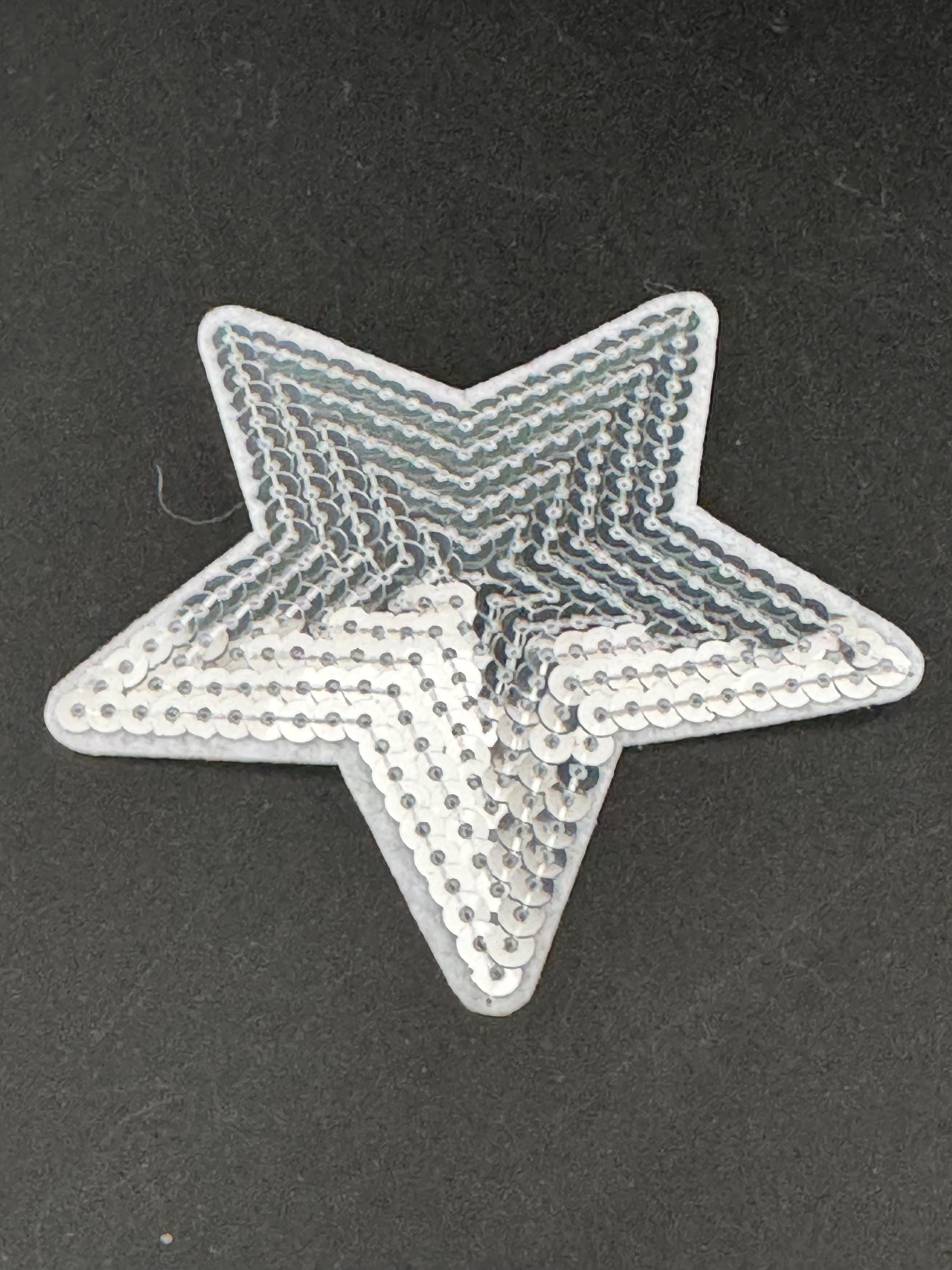 9cm iron on large sequin star patches appliqués in a choice or pink silver or gold 3.5”