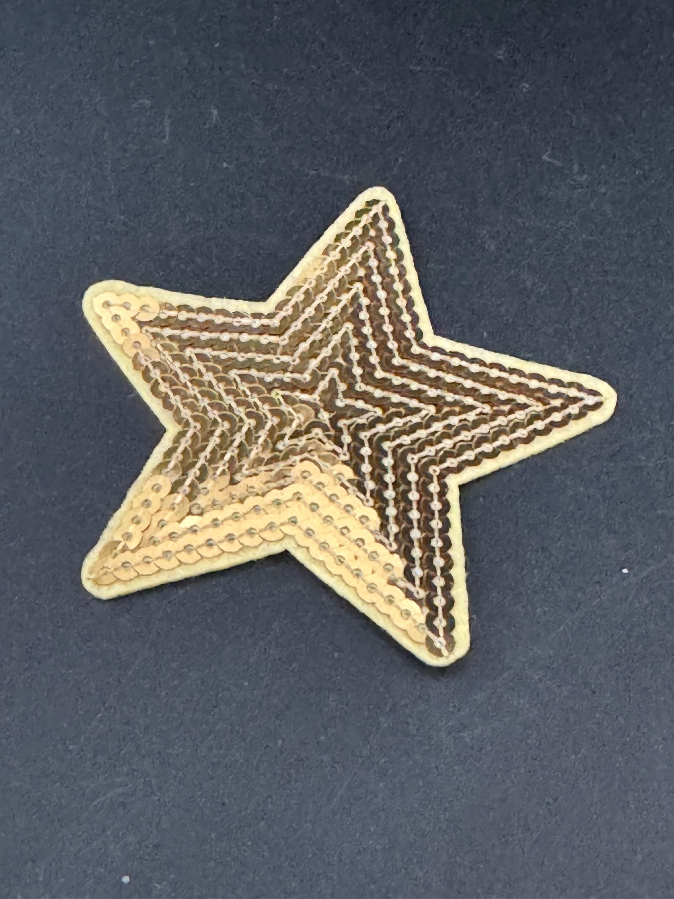 9cm iron on large sequin star patches appliqués in a choice or pink silver or gold 3.5”
