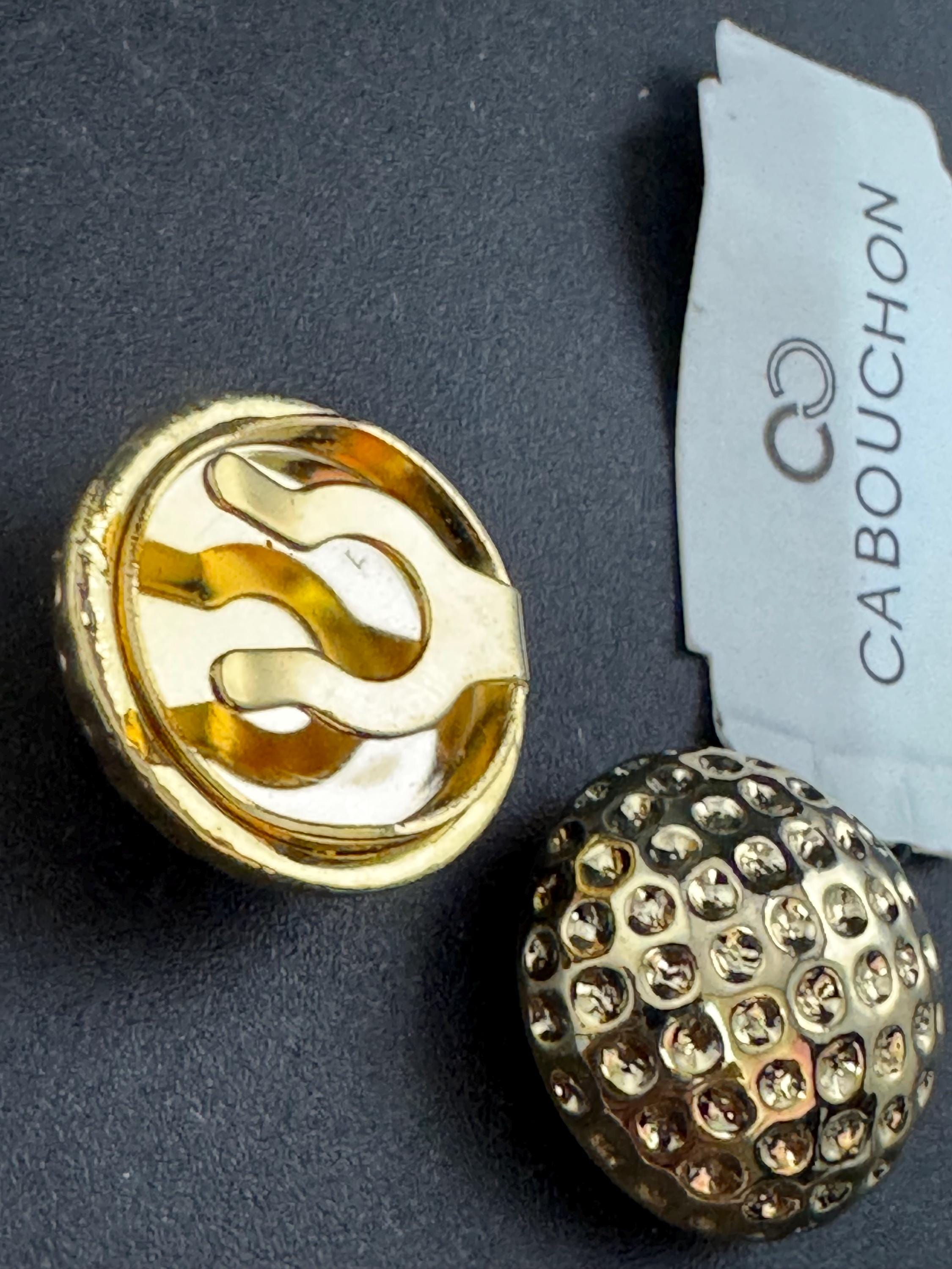set of 2 button covers vintage CABOUCHON gold tone domed 18mm