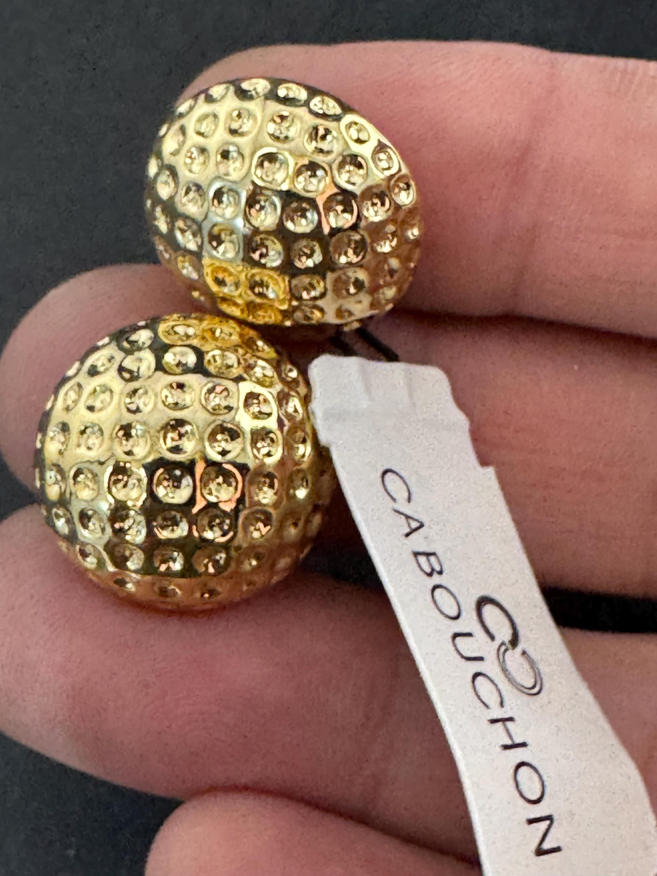 set of 2 button covers vintage CABOUCHON gold tone domed 18mm