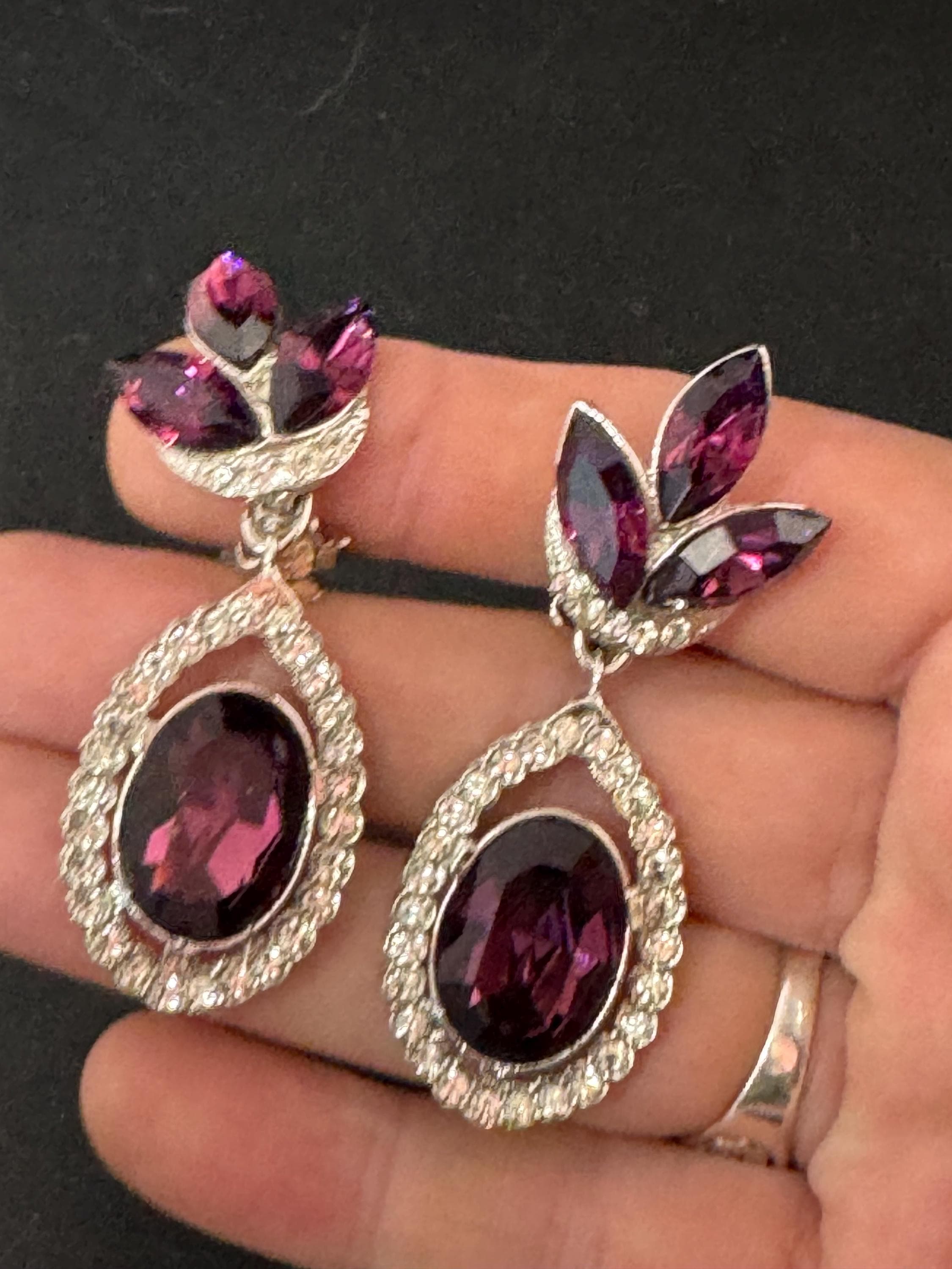Vintage Swarovski Crystal Drop Earrings: Oversized Silver Tone Dangle, 1980s