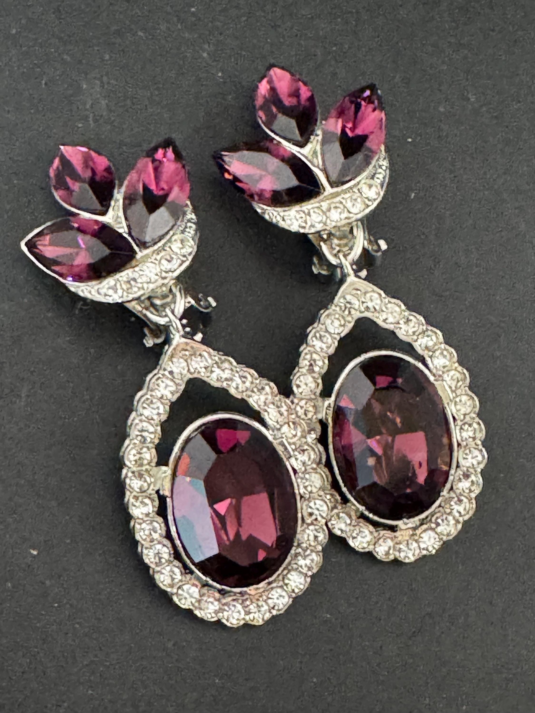 Vintage Swarovski Crystal Drop Earrings: Oversized Silver Tone Dangle, 1980s