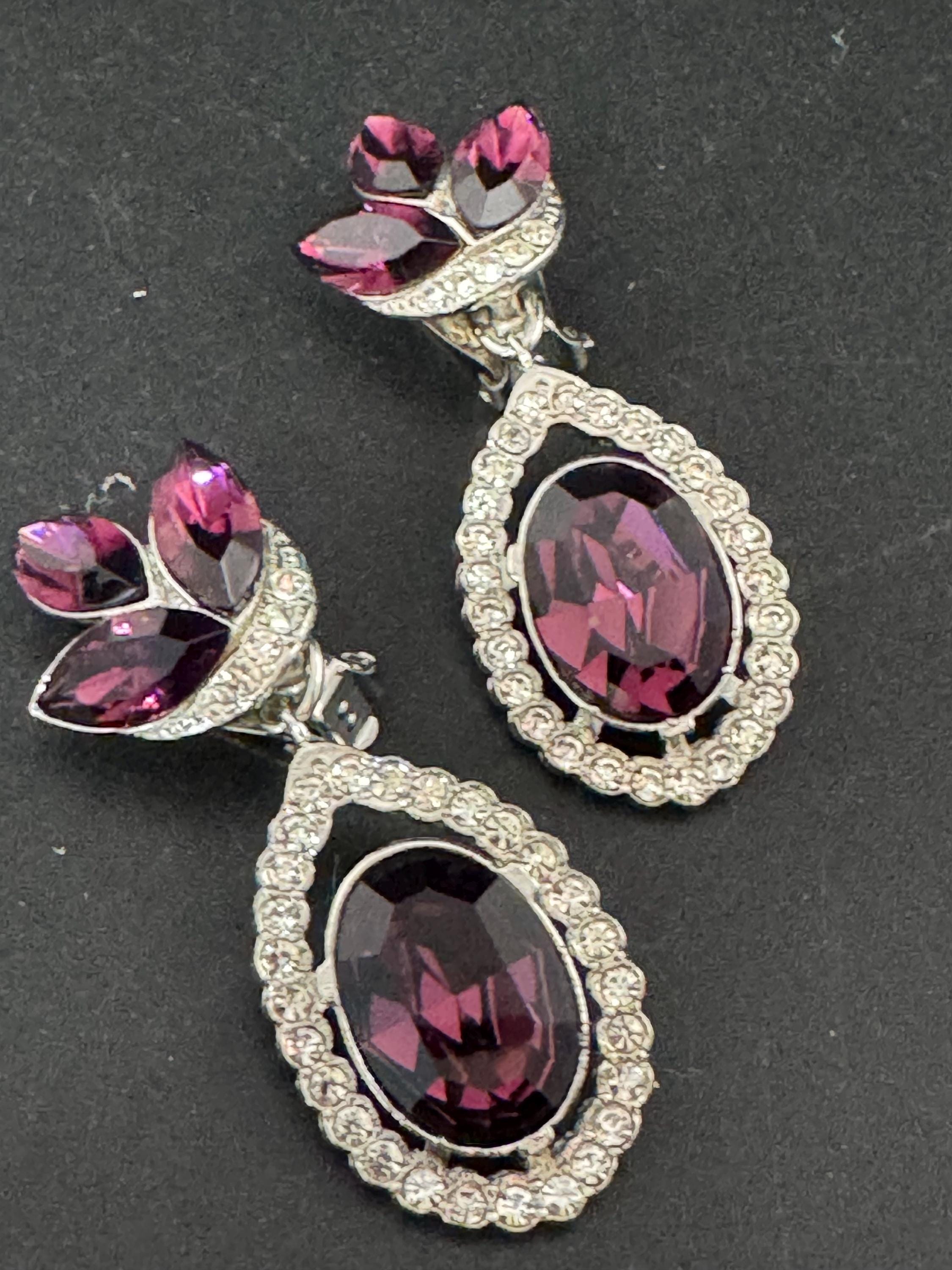 Vintage Swarovski Crystal Drop Earrings: Oversized Silver Tone Dangle, 1980s