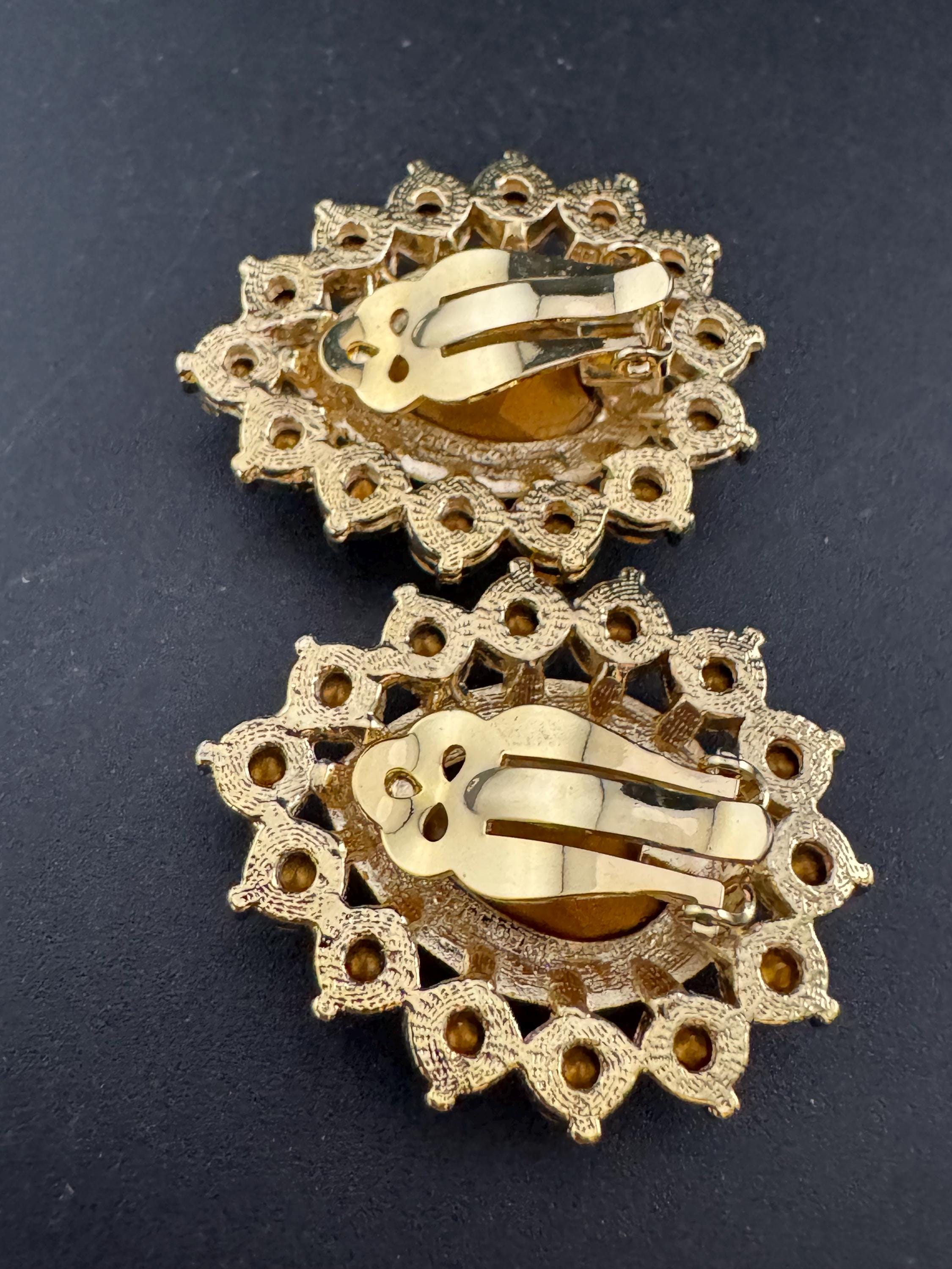 Vintage Swarovski Crystal Teardrop Earrings: Oversized Gold Tone Studs, 1980s