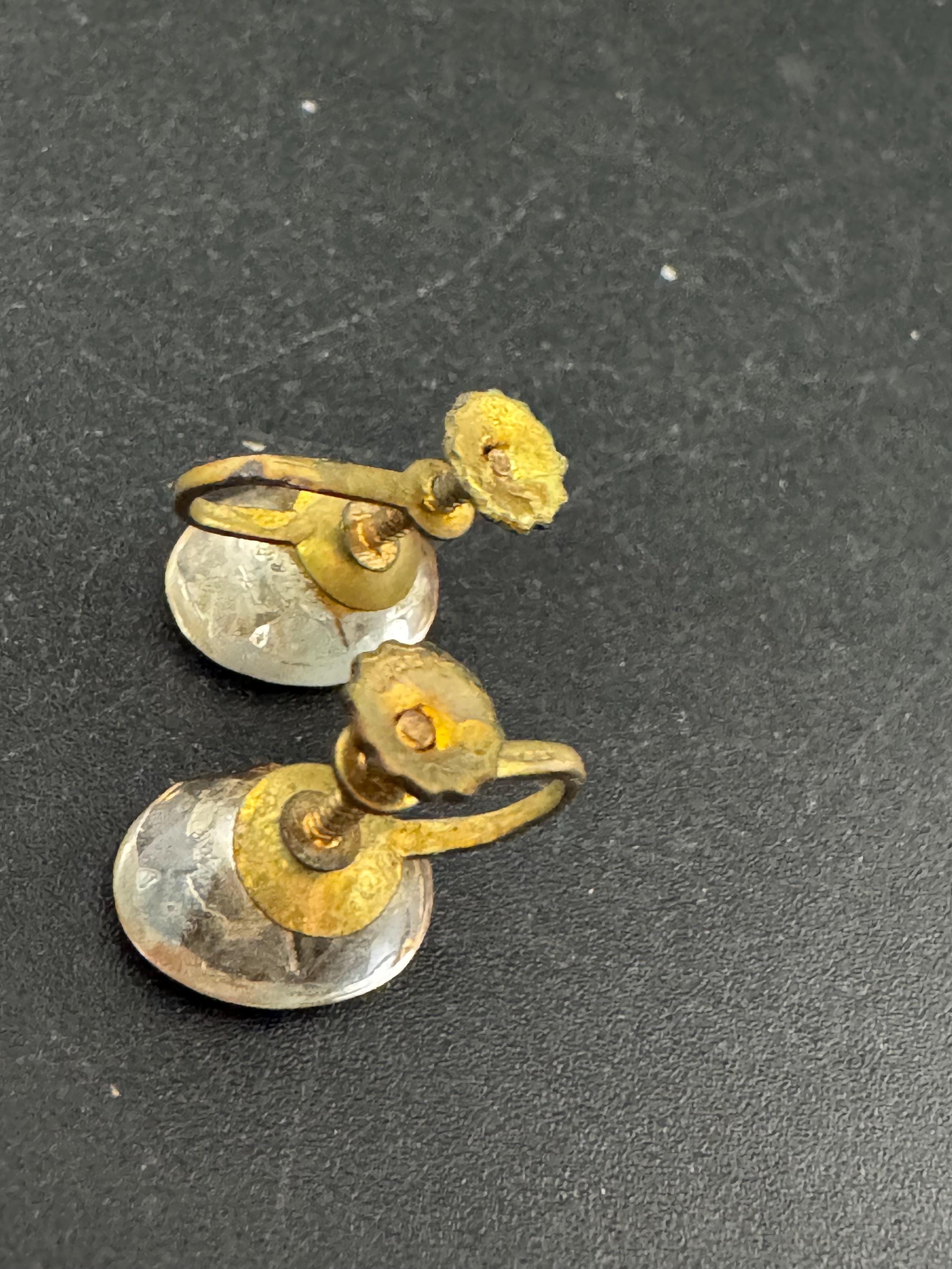 Vintage Gold Tone Rhinestone Clip On Earrings