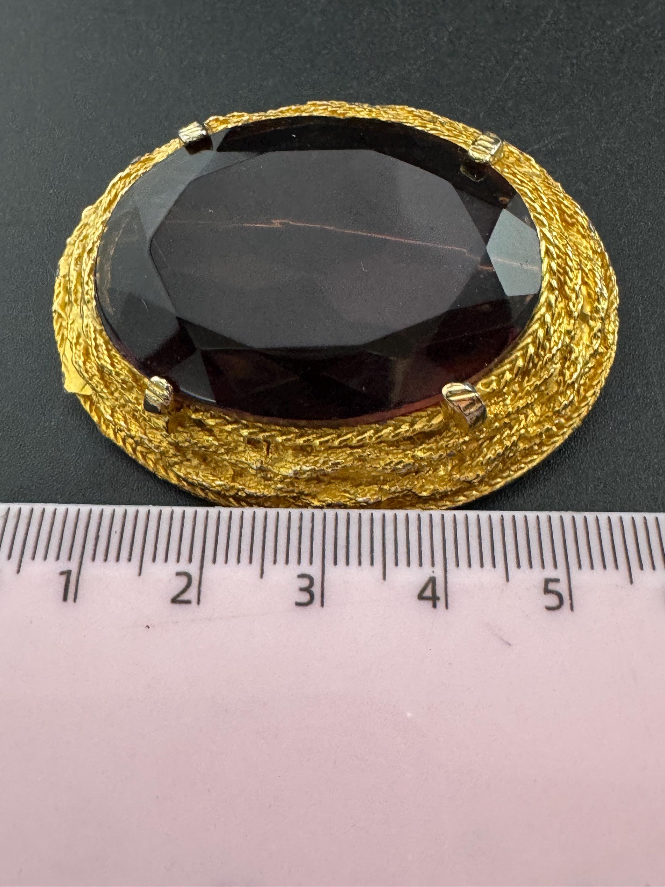 Vintage Scottish style amethyst diamanté big purple Brooch