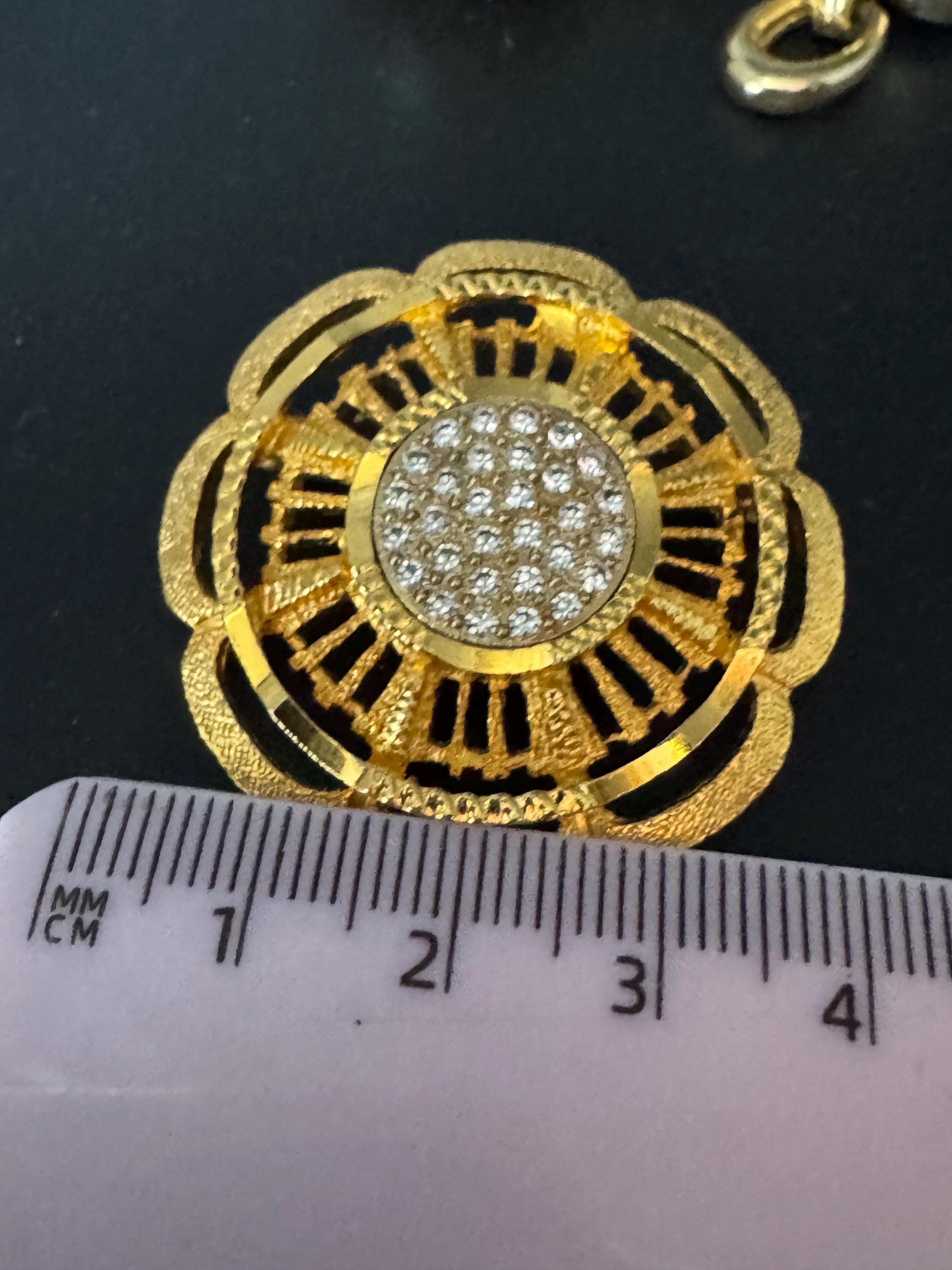 vintage modernist floral brooch, gold tone clear crystal diamanté