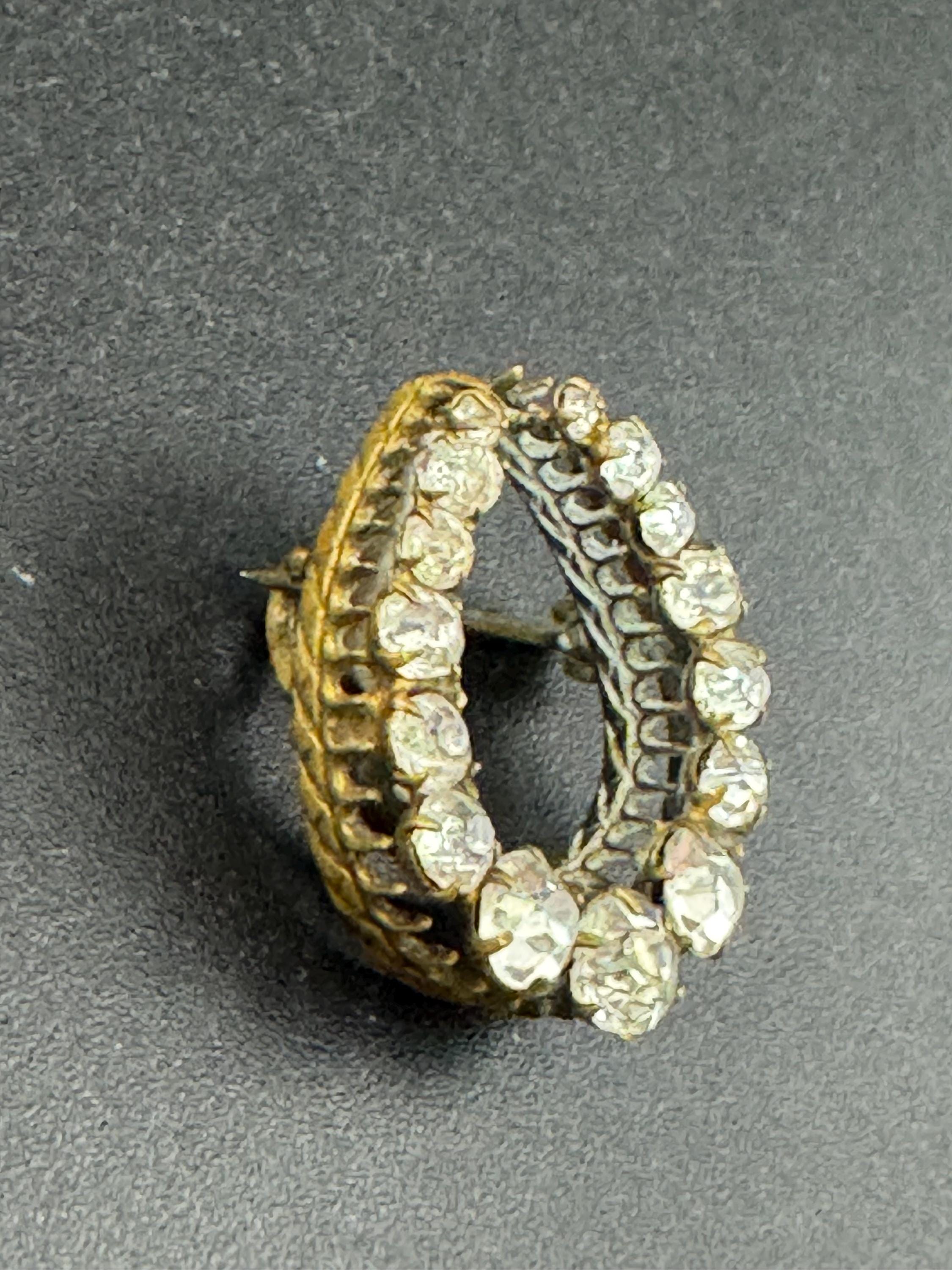 Antique Edwardian lucky horseshoe brooch clear paste with a c clasp