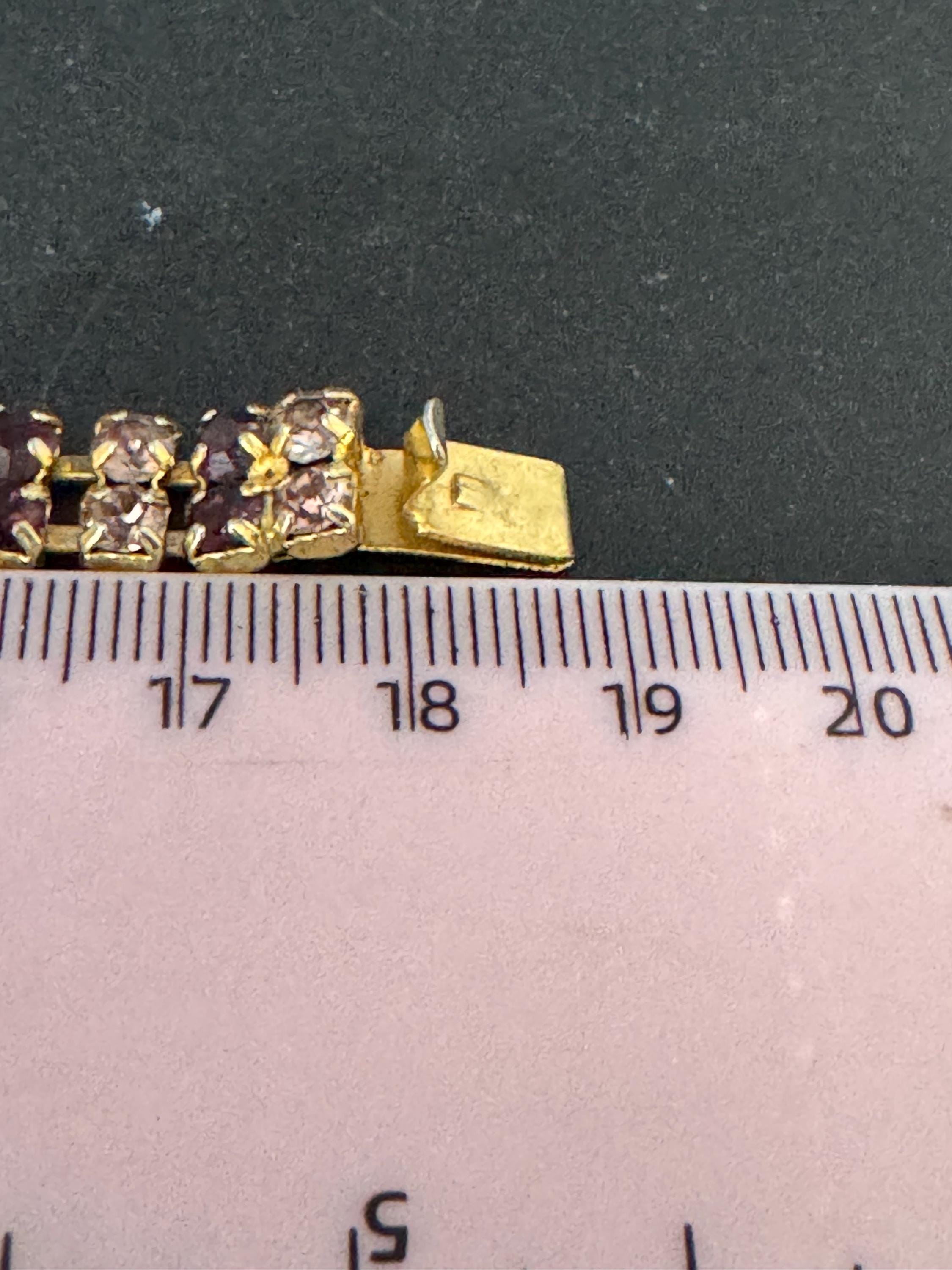 Vintage purple and pink rhinestone cocktail bracelet, gold tone