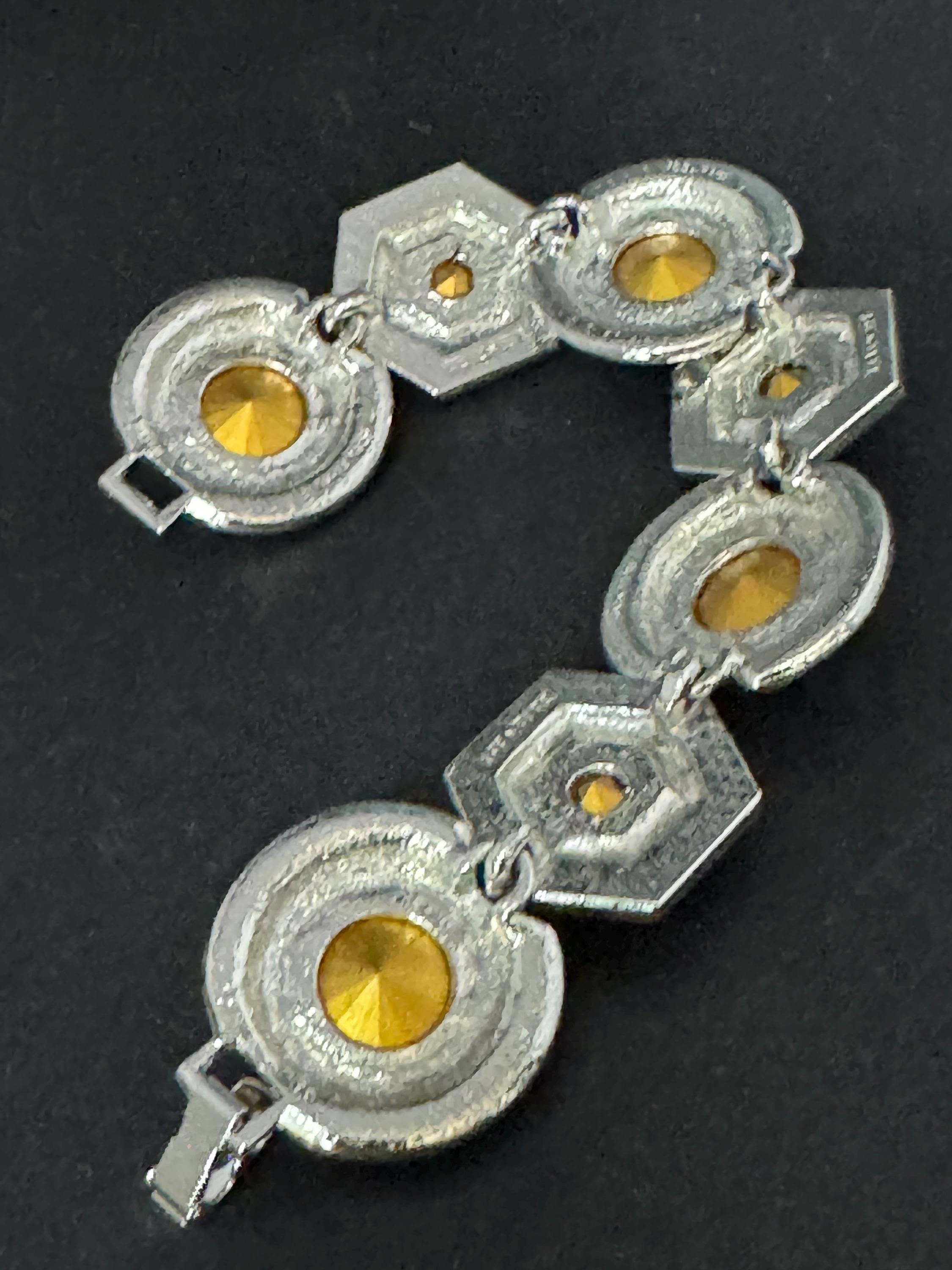 Vintage green and clear Swarovski rivoli Crystal statement Bracelet