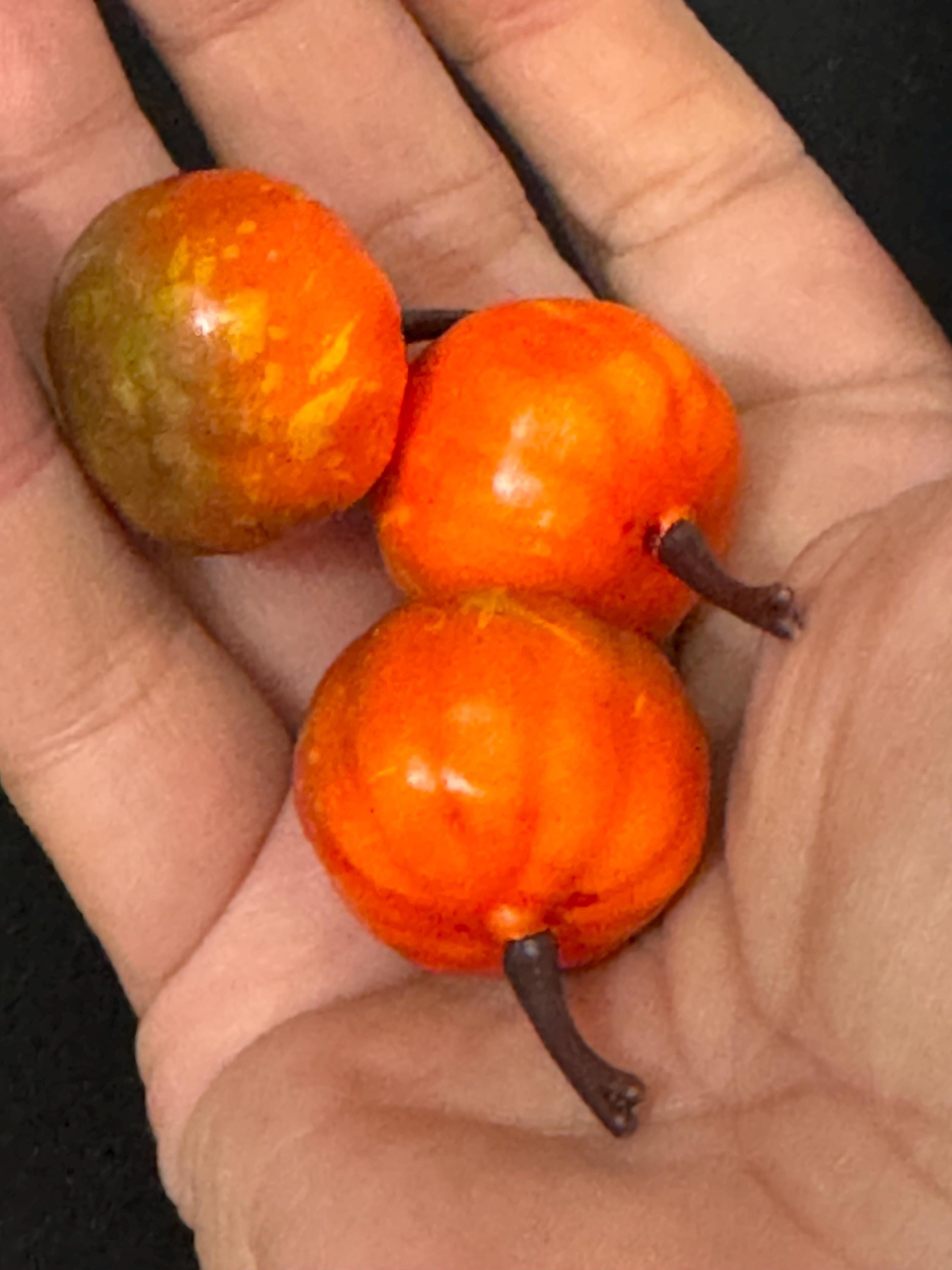 set of 3 miniature ornamental pumpkin cake topper decorations, craft scenery, dollhouse