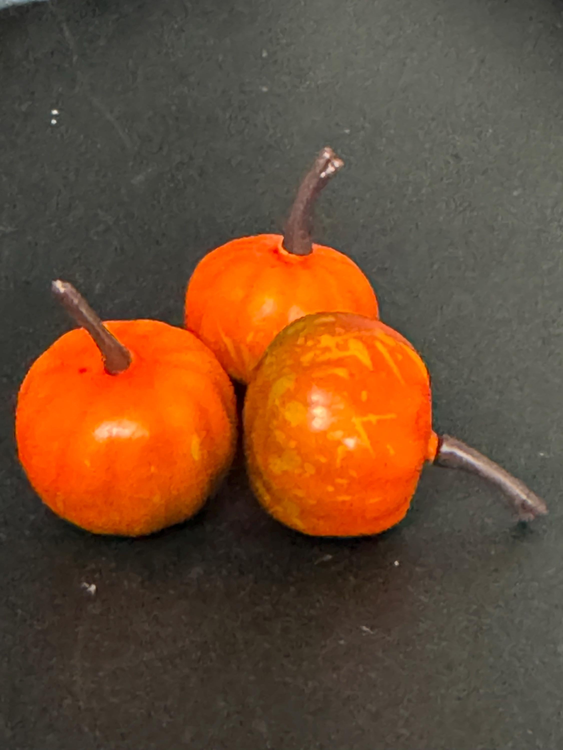 set of 3 miniature ornamental pumpkin cake topper decorations, craft scenery, dollhouse