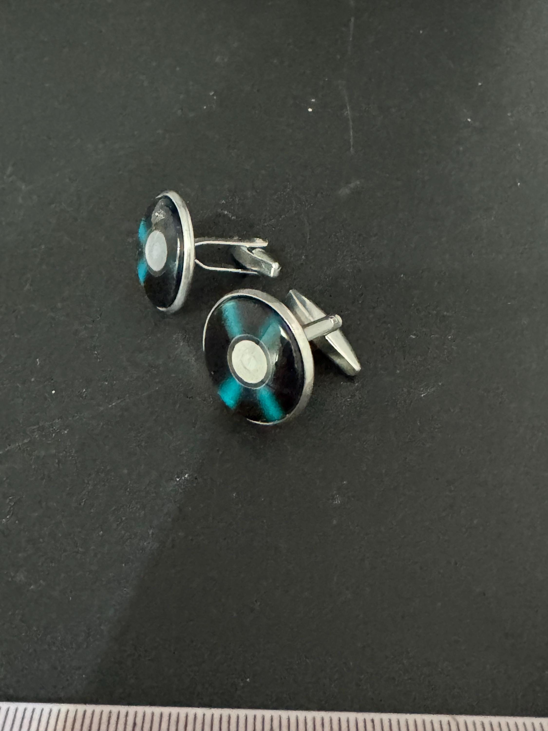Vinyl record cufflinks 20mm Retro style Black white gift for DJ