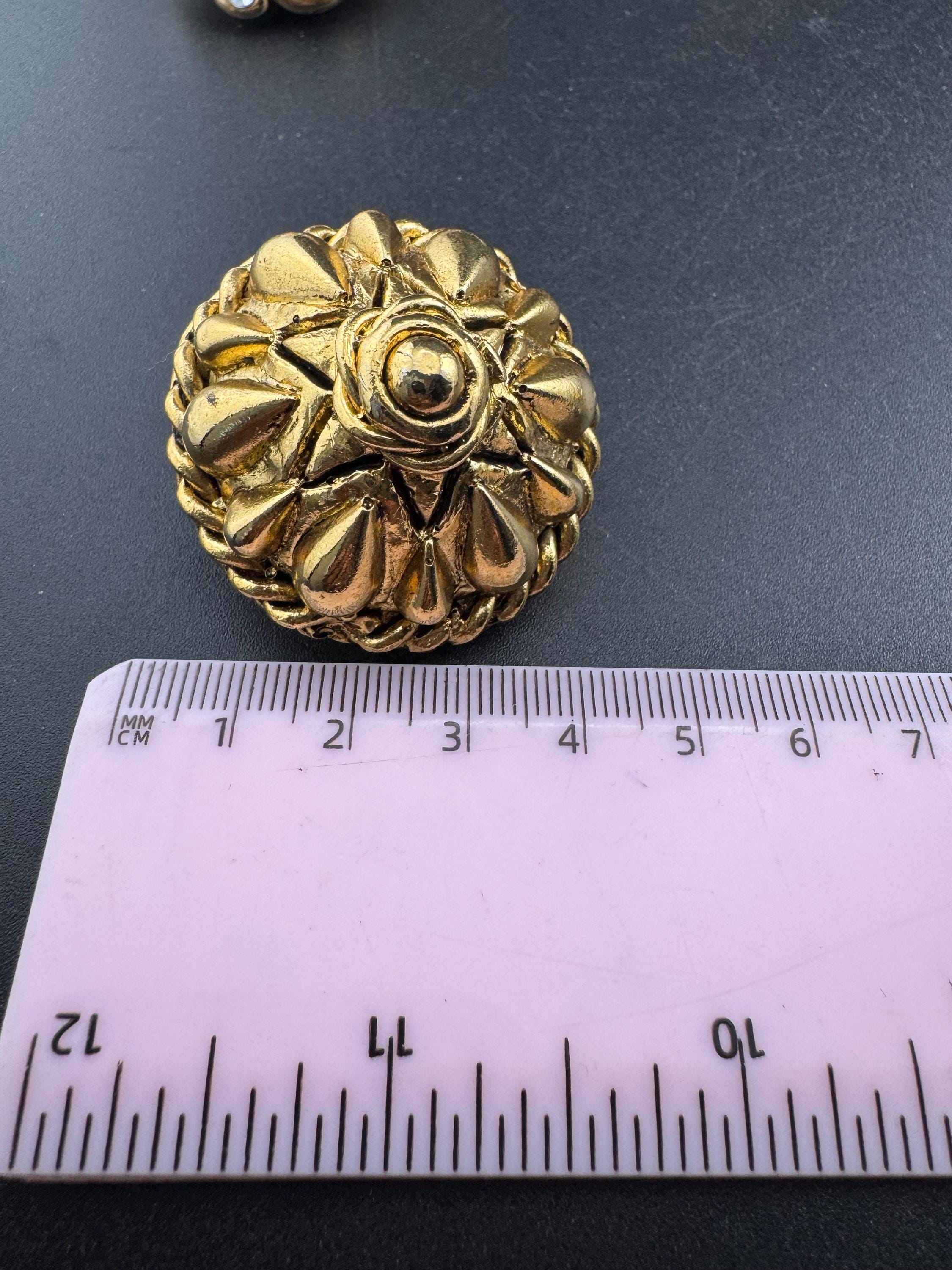Jacky de G big gold domed Clip On Earrings: Oversized designer studs