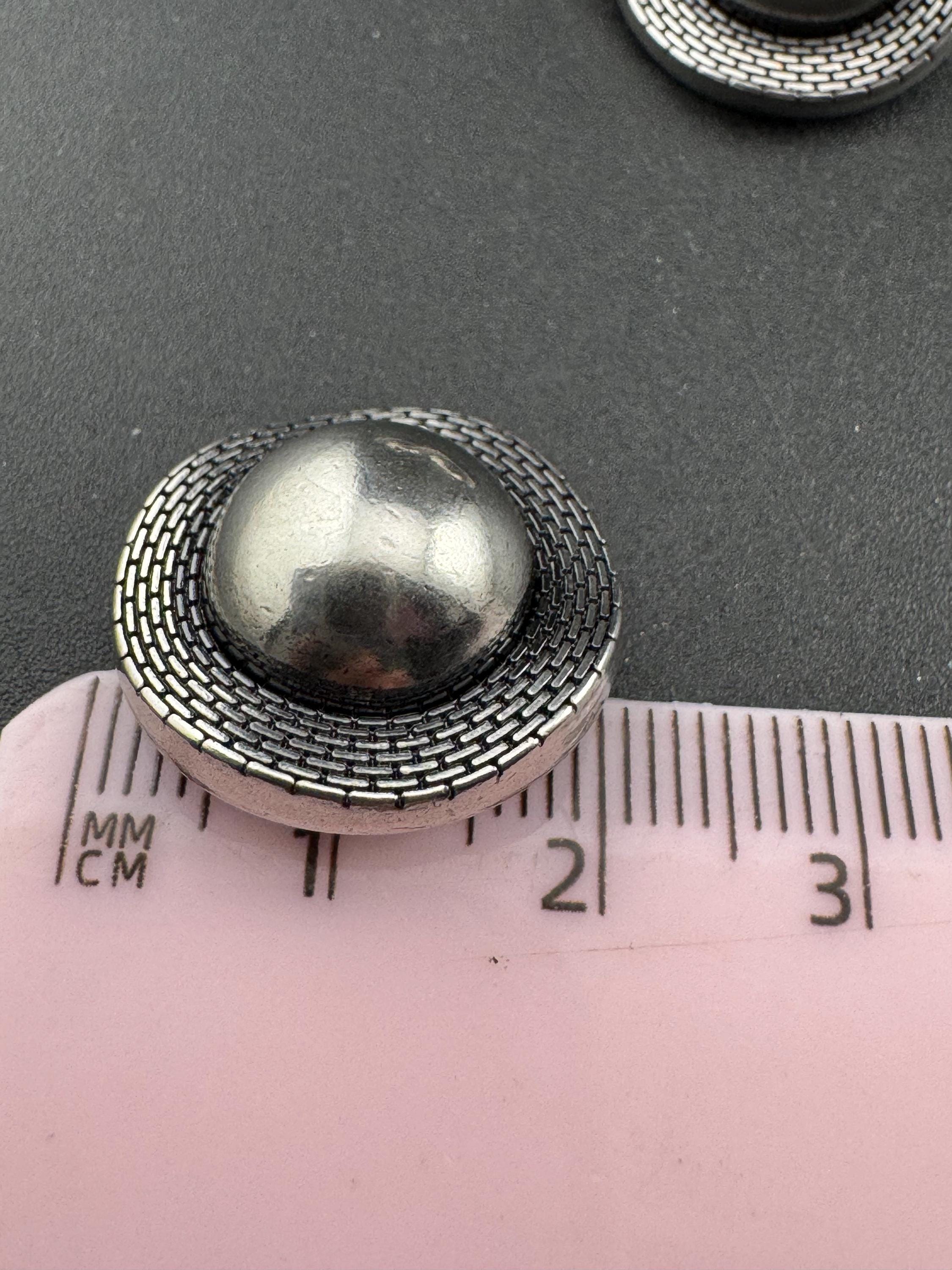 Pack 5 20mm dark grey silver tone irregular domed buttons ideal blazer cardigan