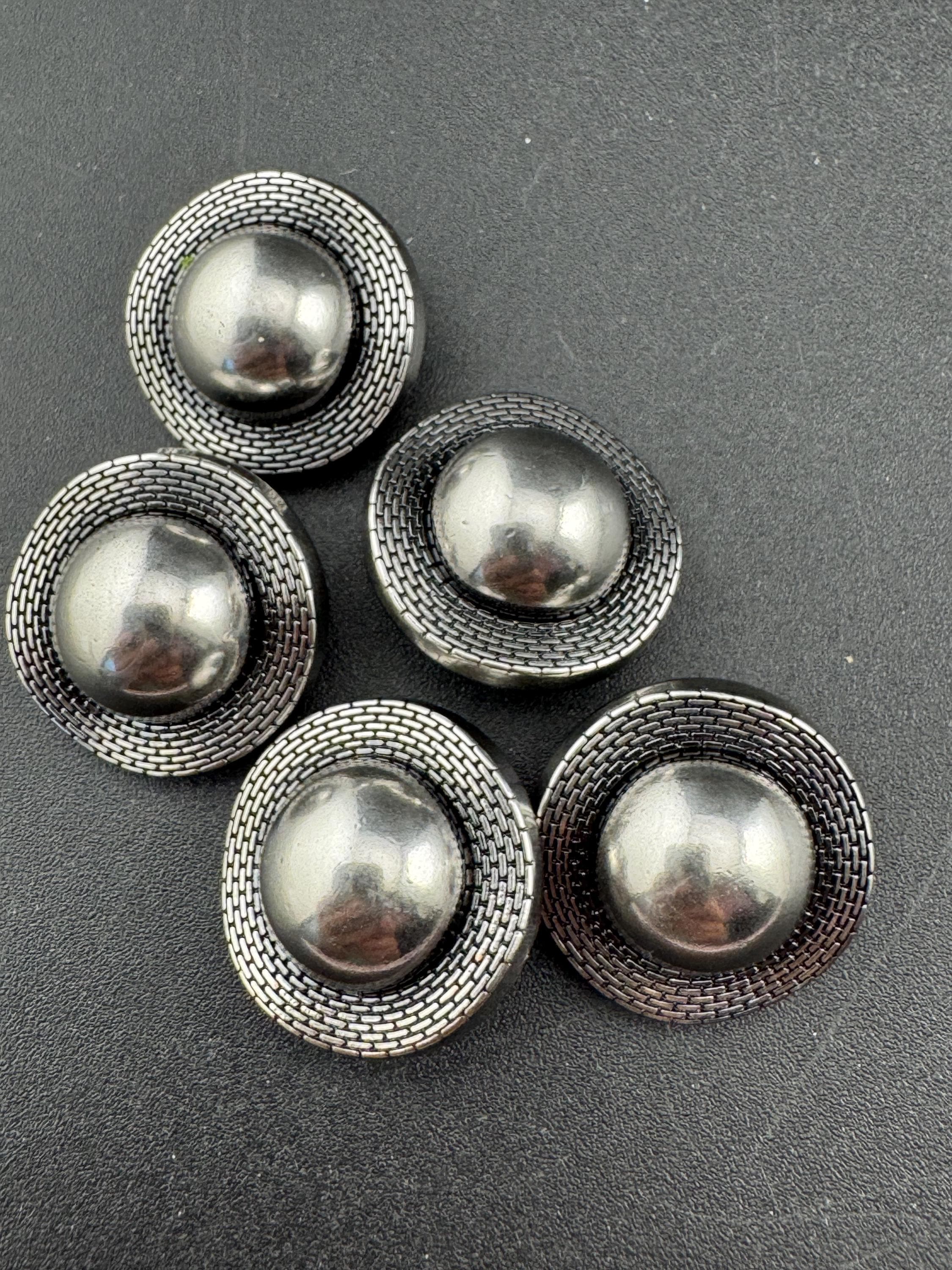 Pack 5 20mm dark grey silver tone irregular domed buttons ideal blazer cardigan