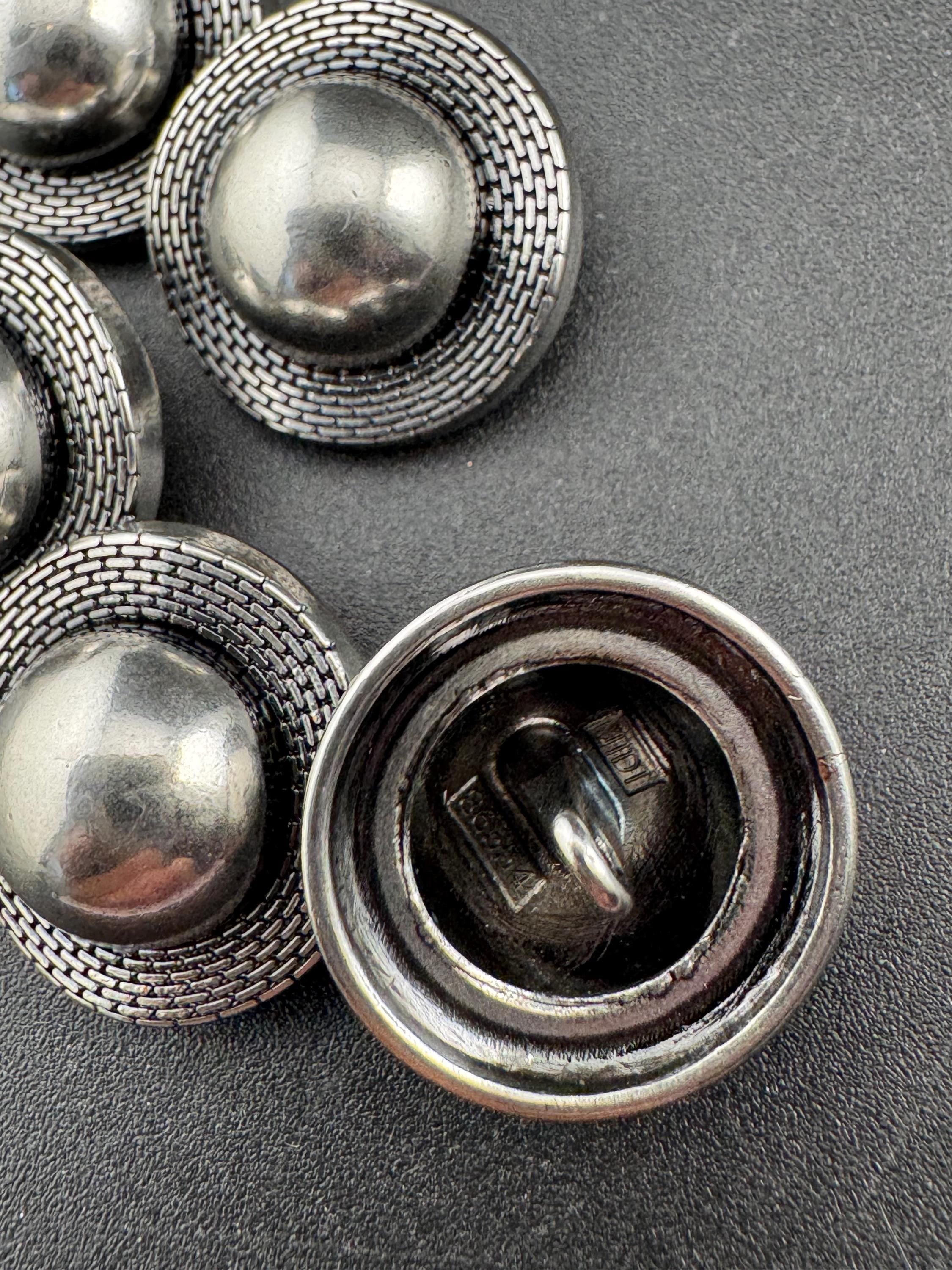 Pack 5 20mm dark grey silver tone irregular domed buttons ideal blazer cardigan