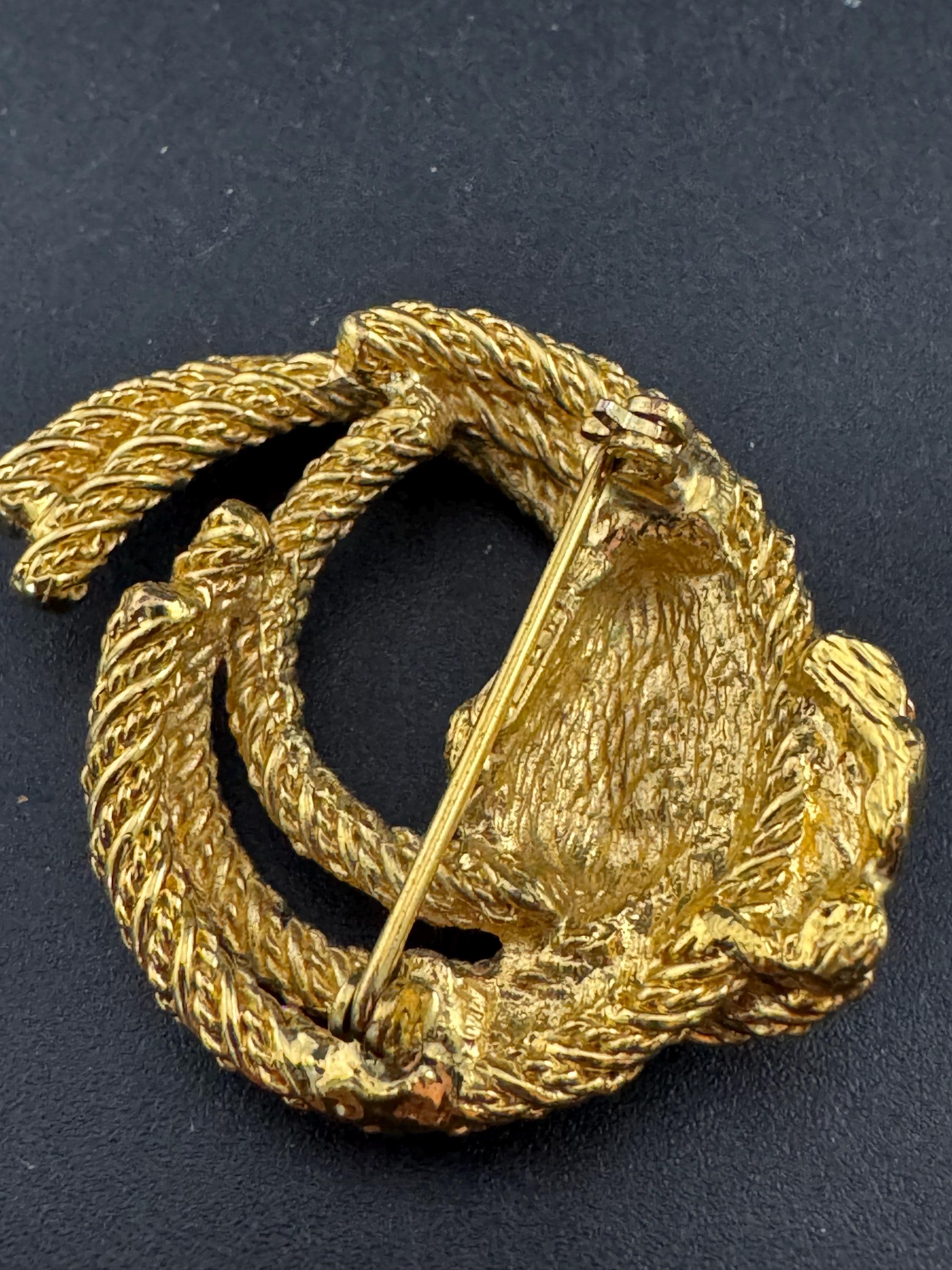Signed Christian Dior modernist gold brooch , 5cm designer pin