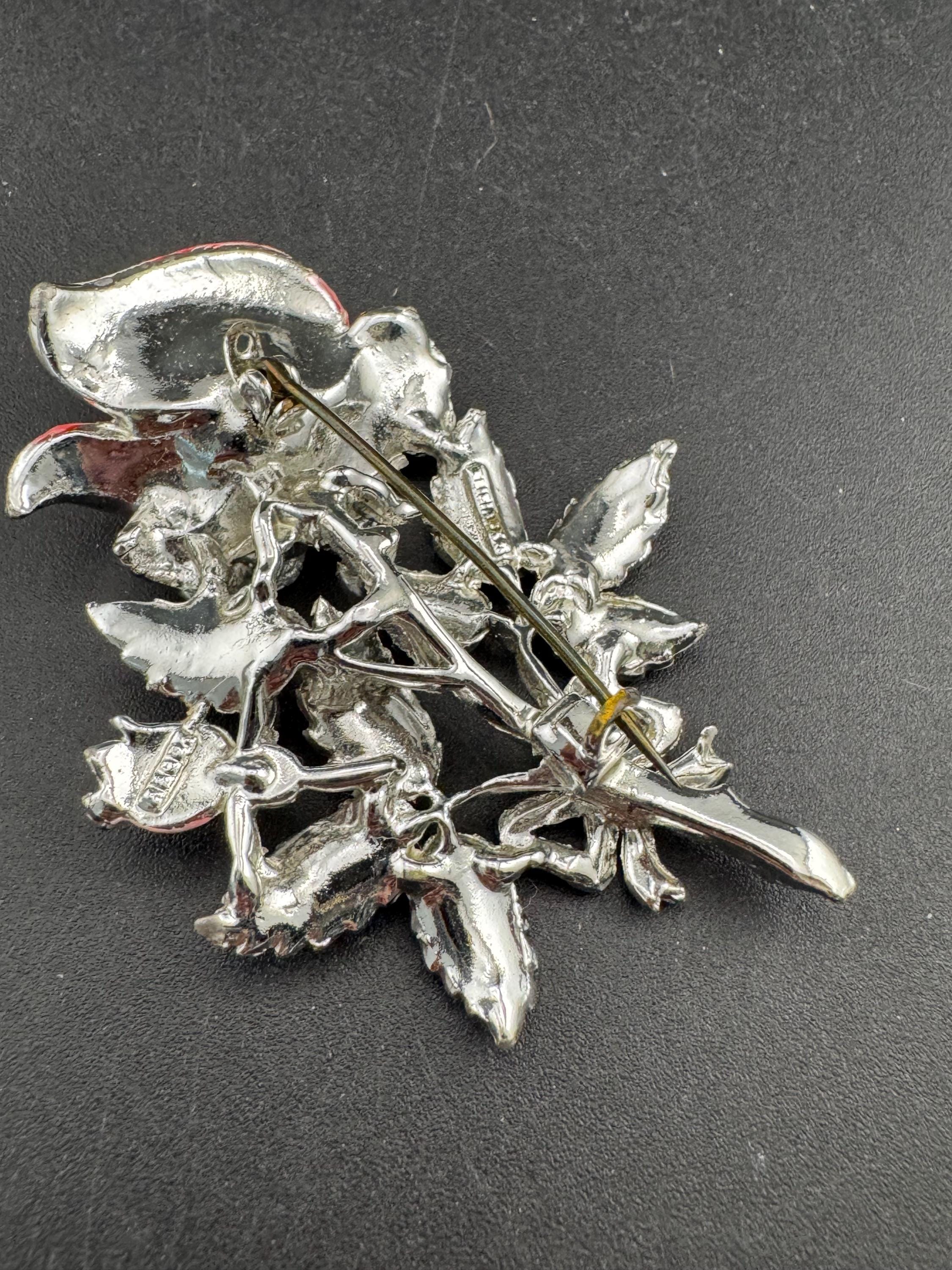 Vintage Enamel Exquisite floral birthday series brooch, pink rose flowers
