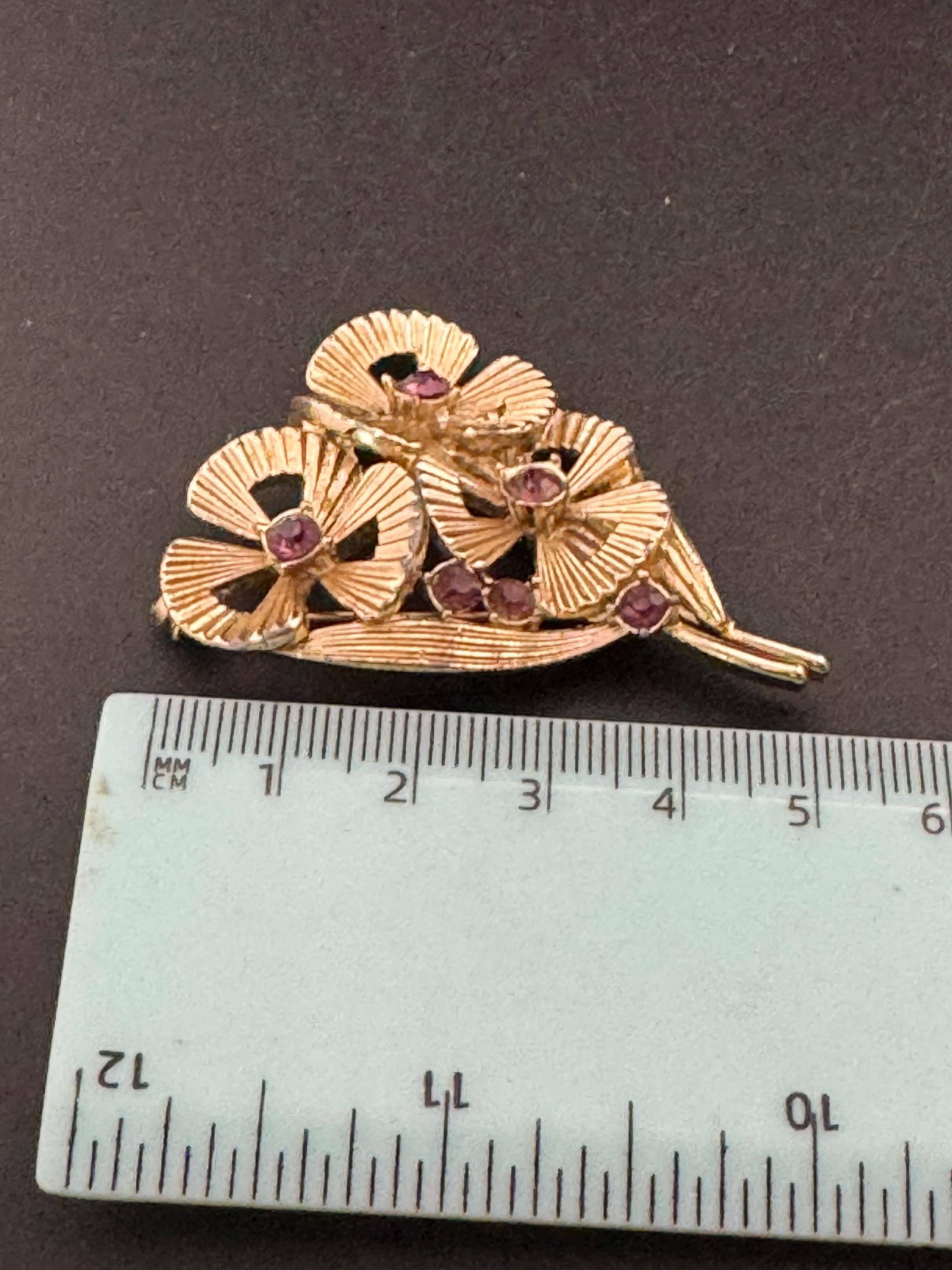 modernist textured bouquet brooch with amethyst stones 5cm