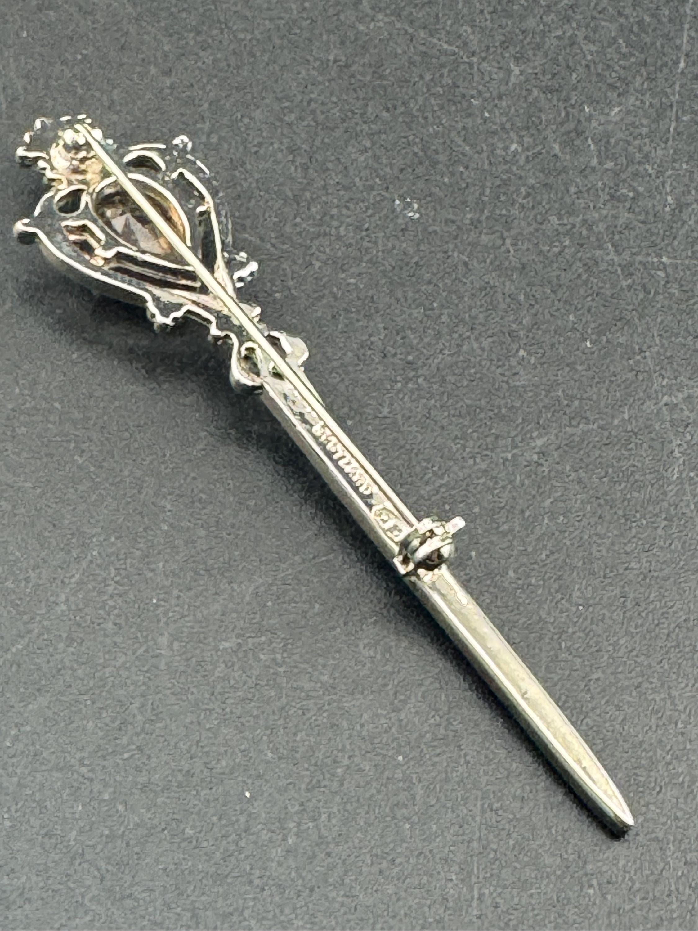 vintage Scottish dirk kilt pin Celtic brooch with topaz citrine glass