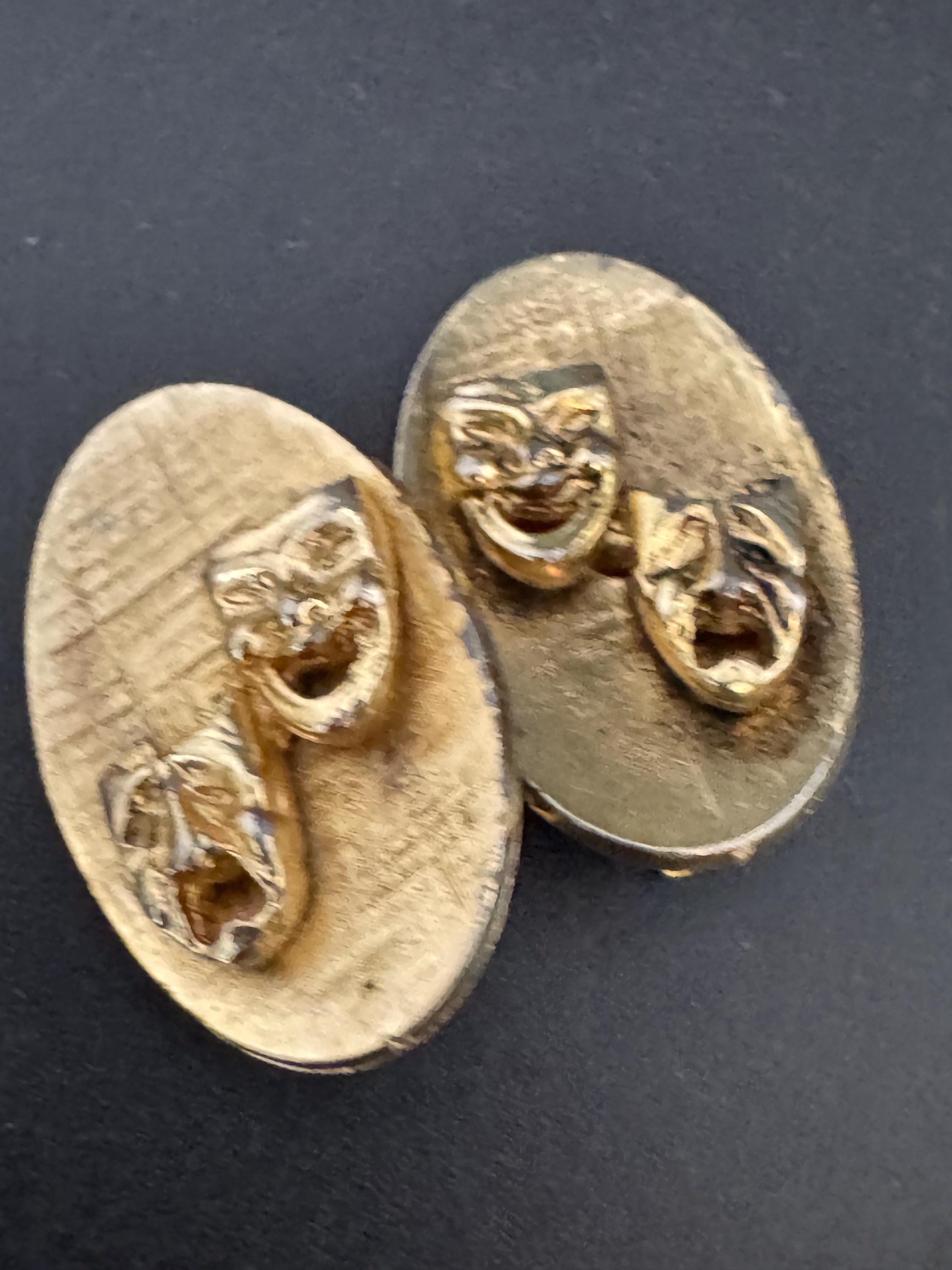 Vintage brushed novelty theatre masks Clip On Earrings