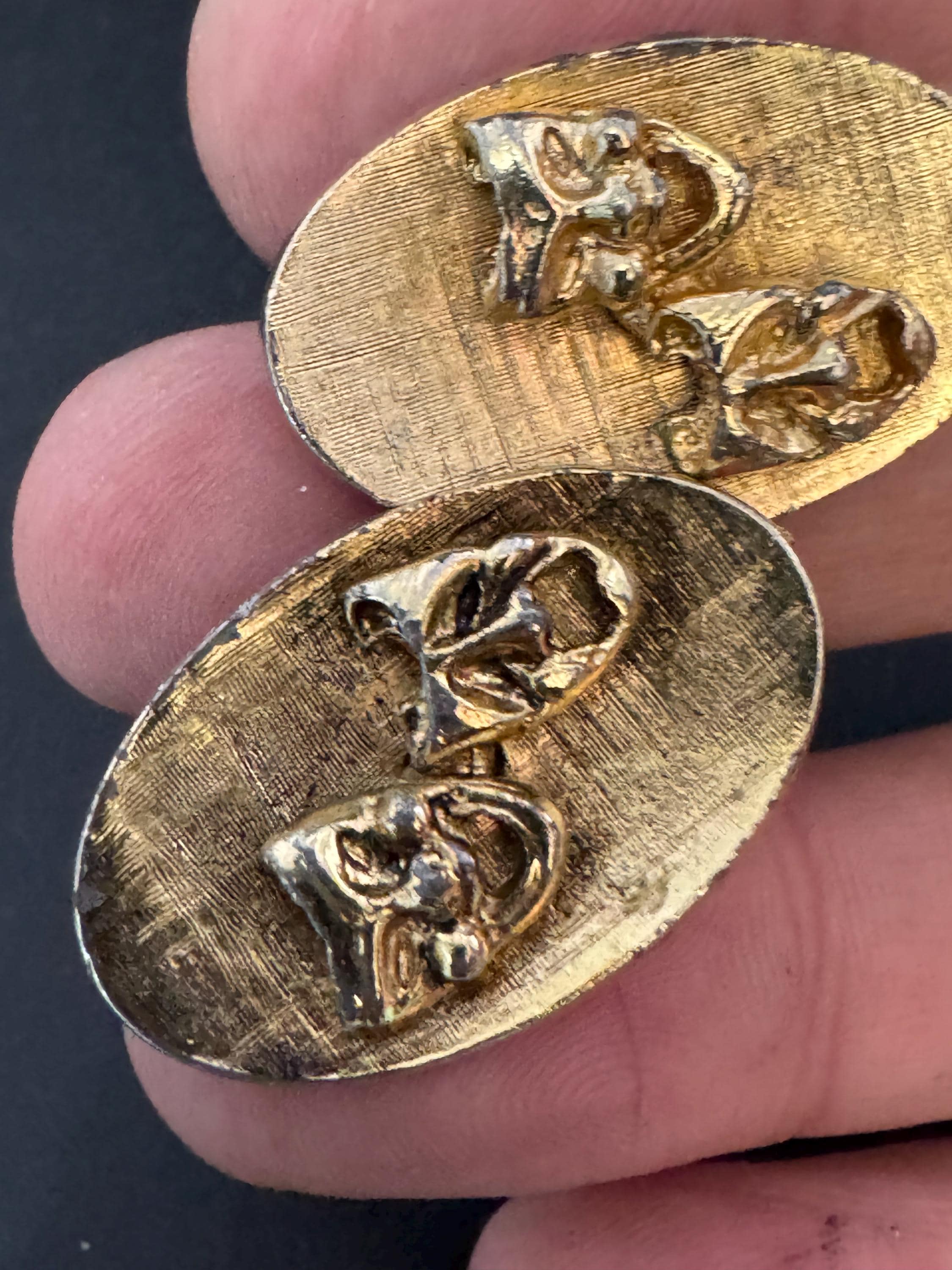 Vintage brushed novelty theatre masks Clip On Earrings