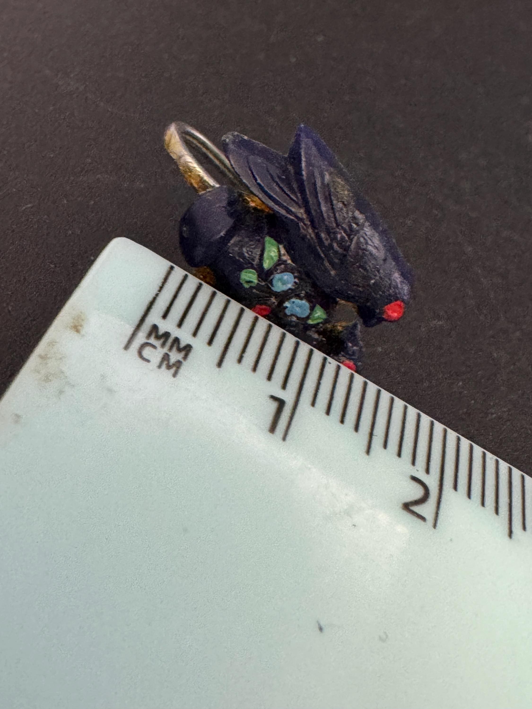 Novelty early plastic blue birds plastic screw back earrings