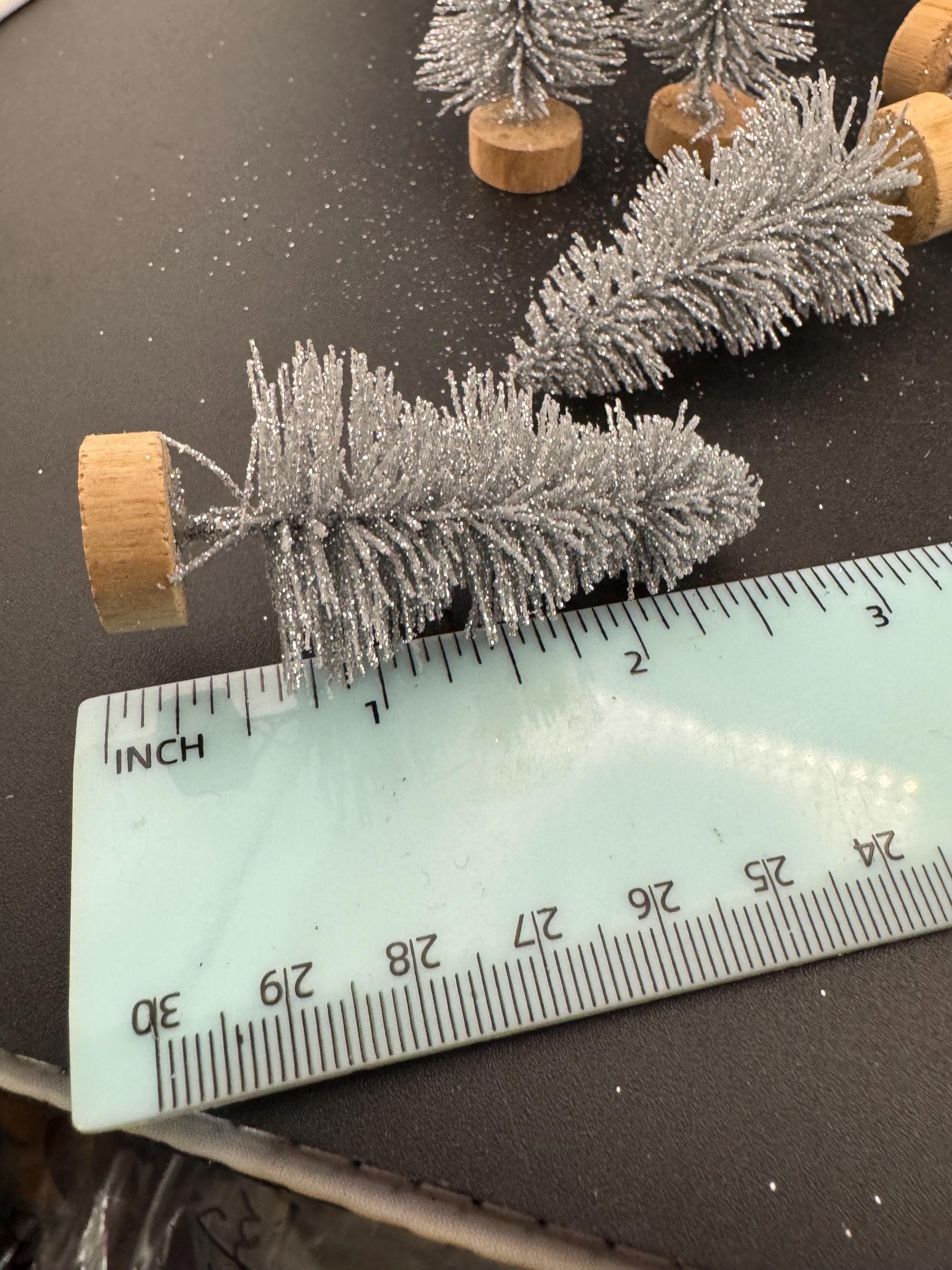 Miniature silver Christmas Tree Cake Toppers: 6cm Craft Trees (Set of 5)