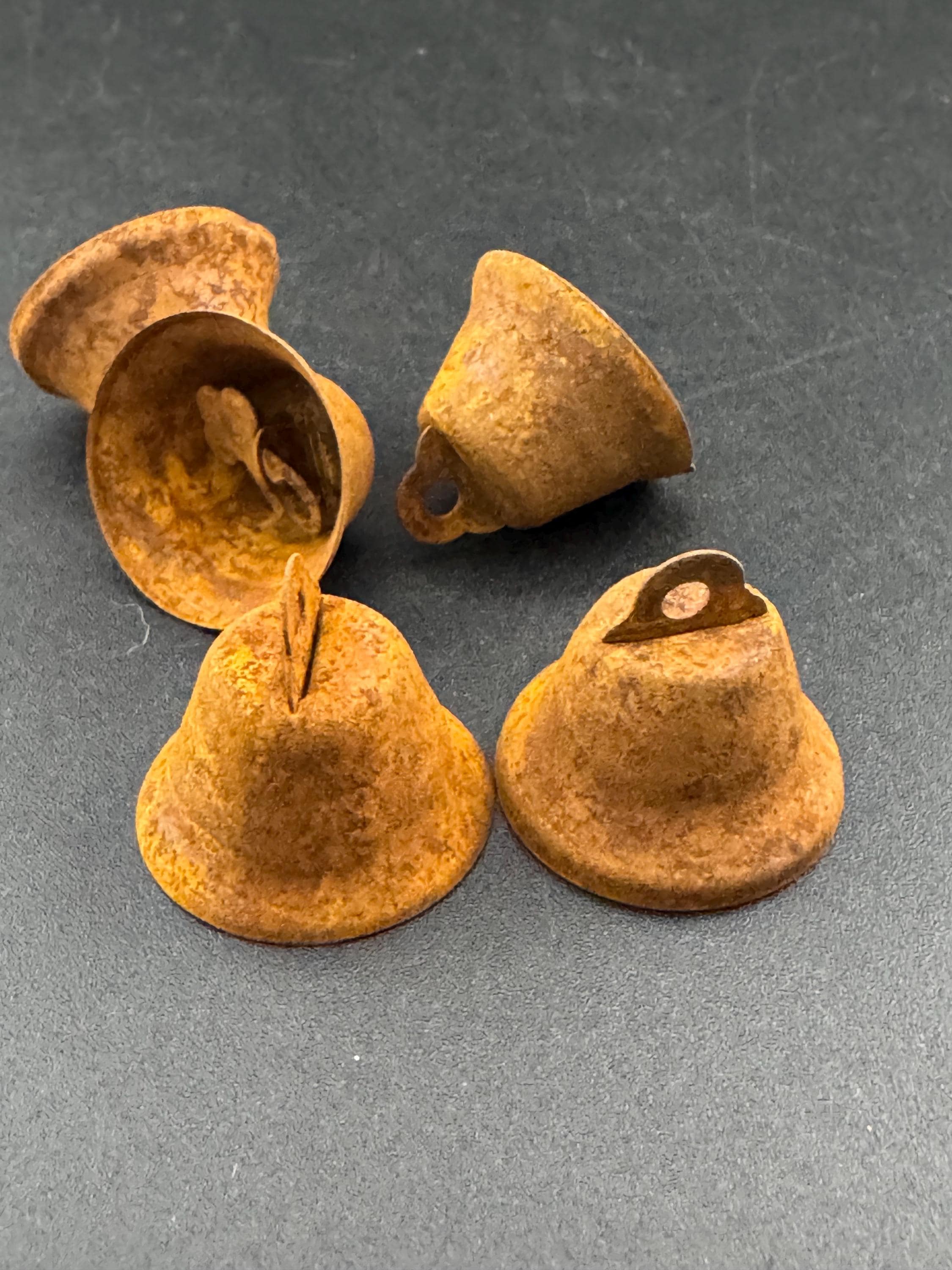 5 Rusty Metal church Bells: Christmas Rustic Craft Jingle Bells