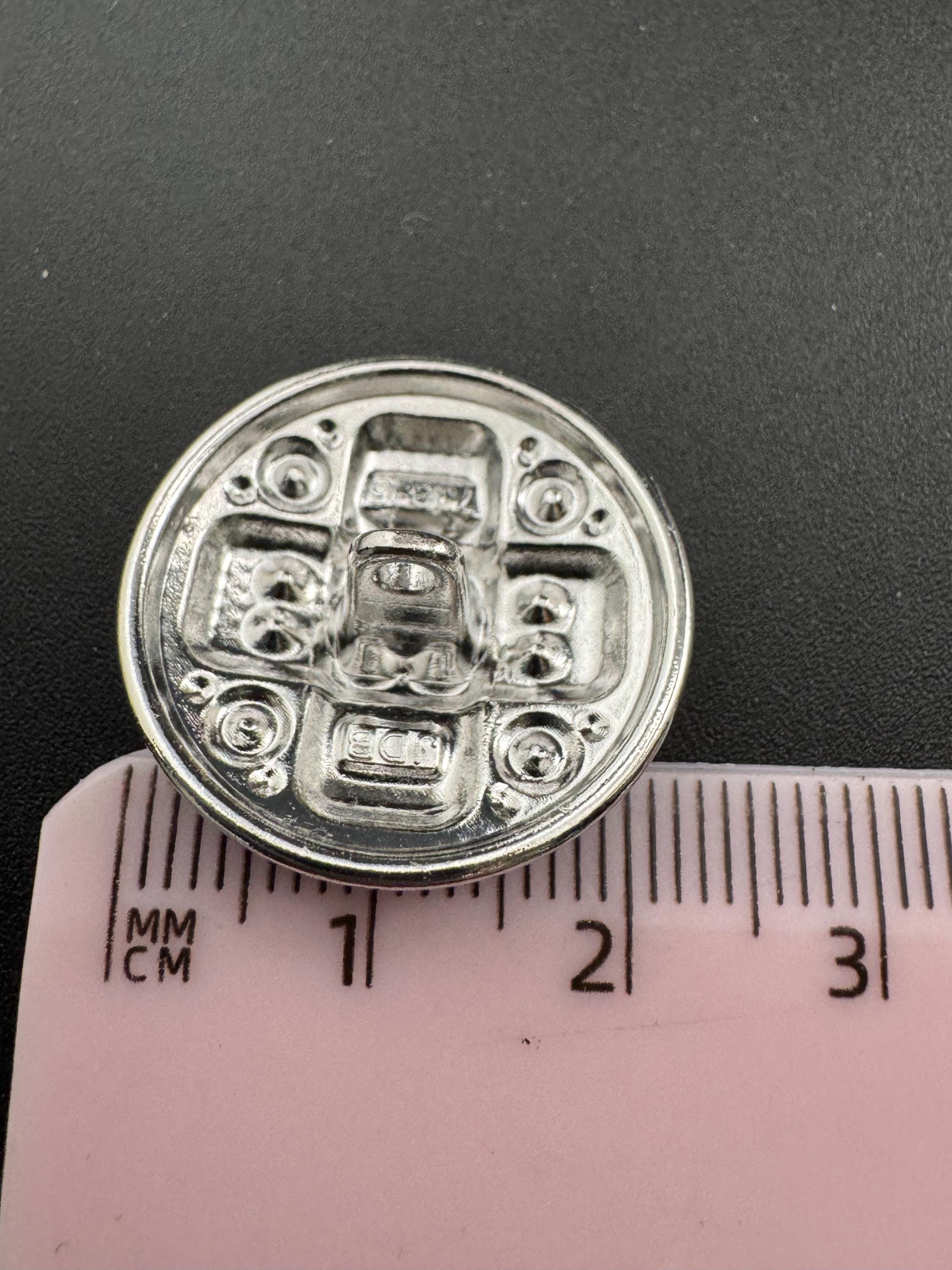 Set of 5 silver Tone Diamanté Crystal Shank Buttons (23mm)