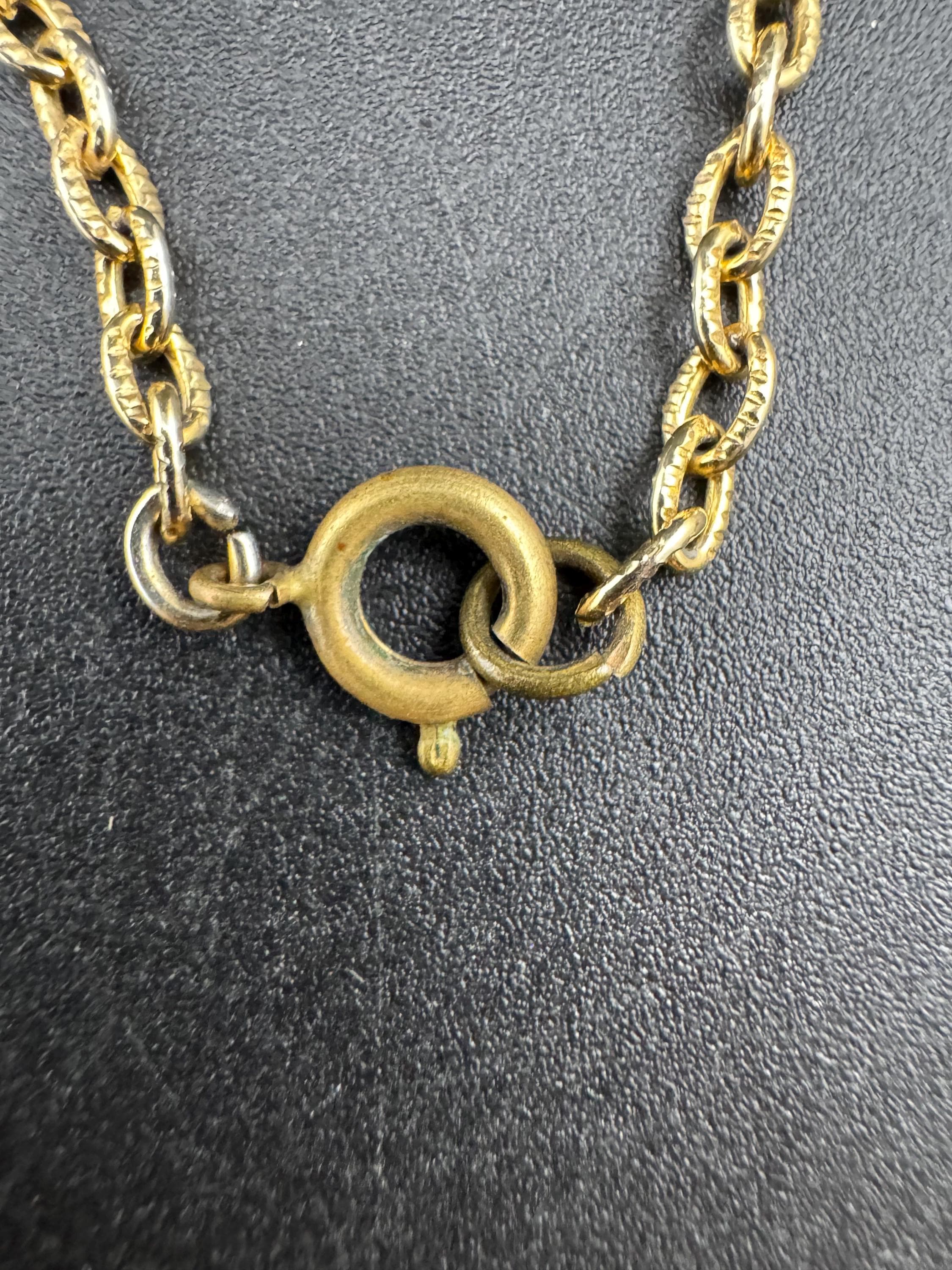 Signed Hollywood gold tone pendant necklace, mid century