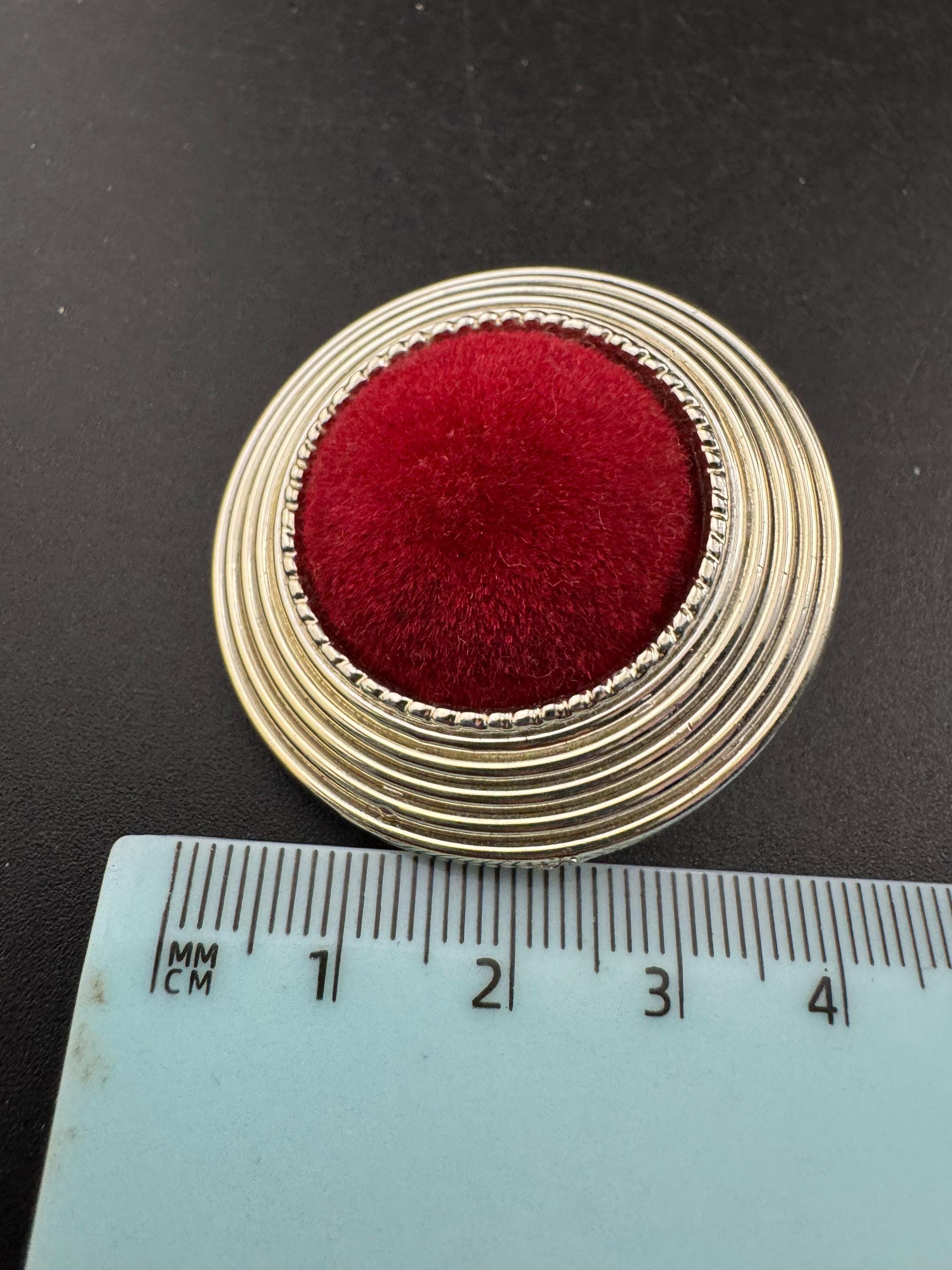 Vintage Maroon Red Velvet Clip On Earrings: gold Tone, 4cm