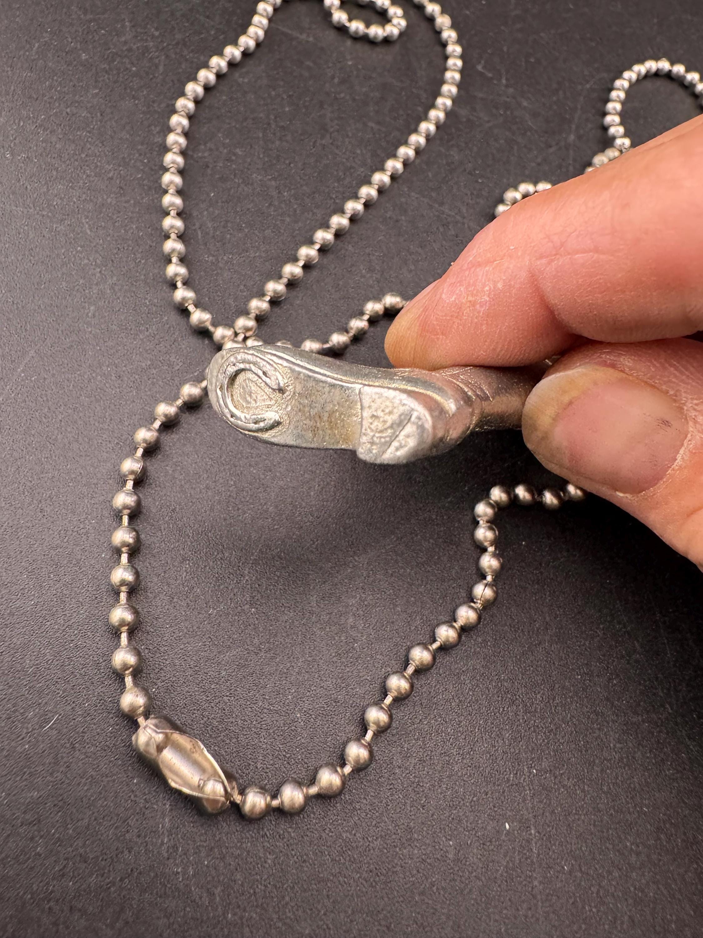 vintage silver riding boot weighty pendant on a 80cm metal ball bead long chain