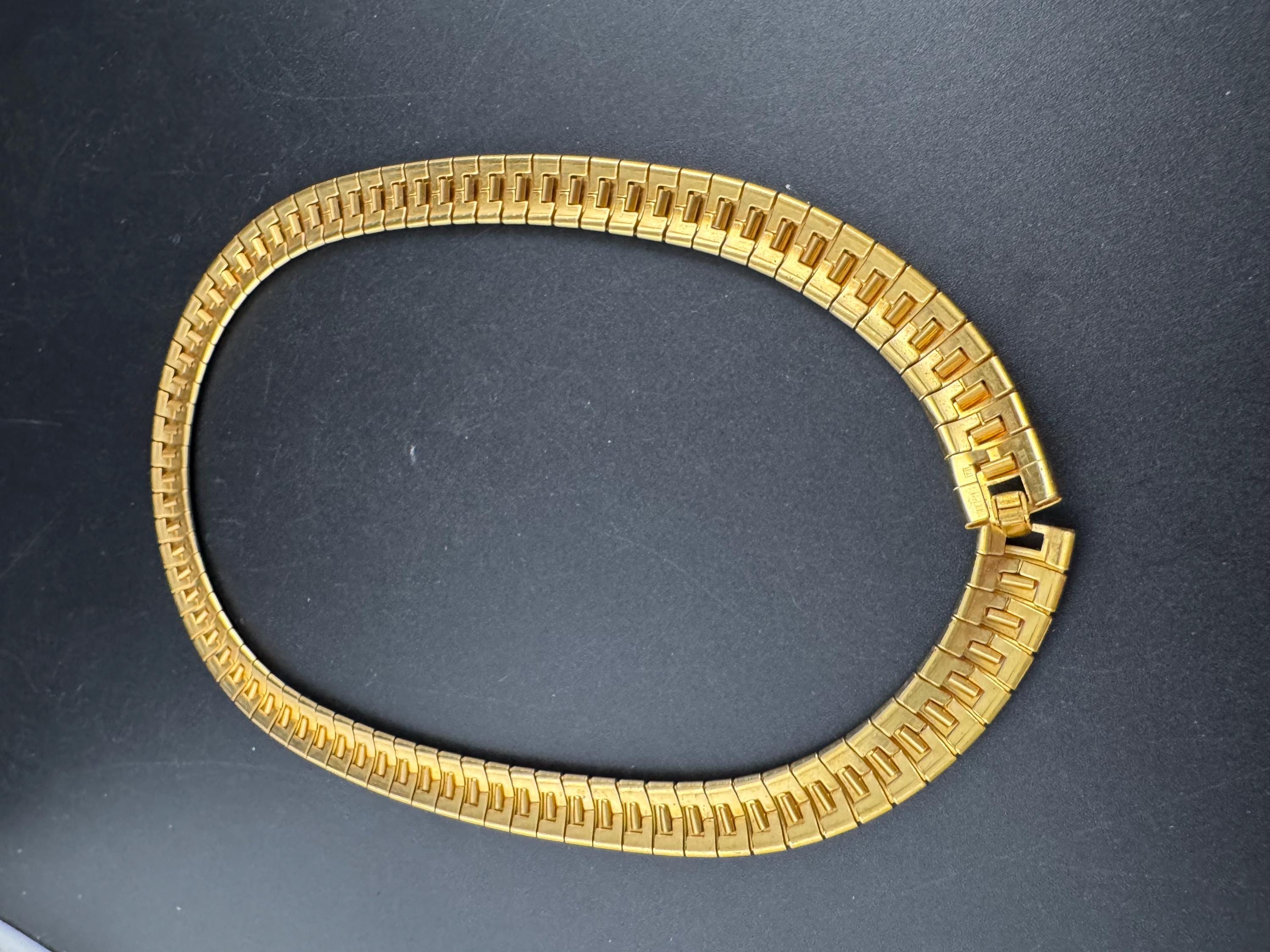 Two tone gold omega choker necklace , vintage 46cm