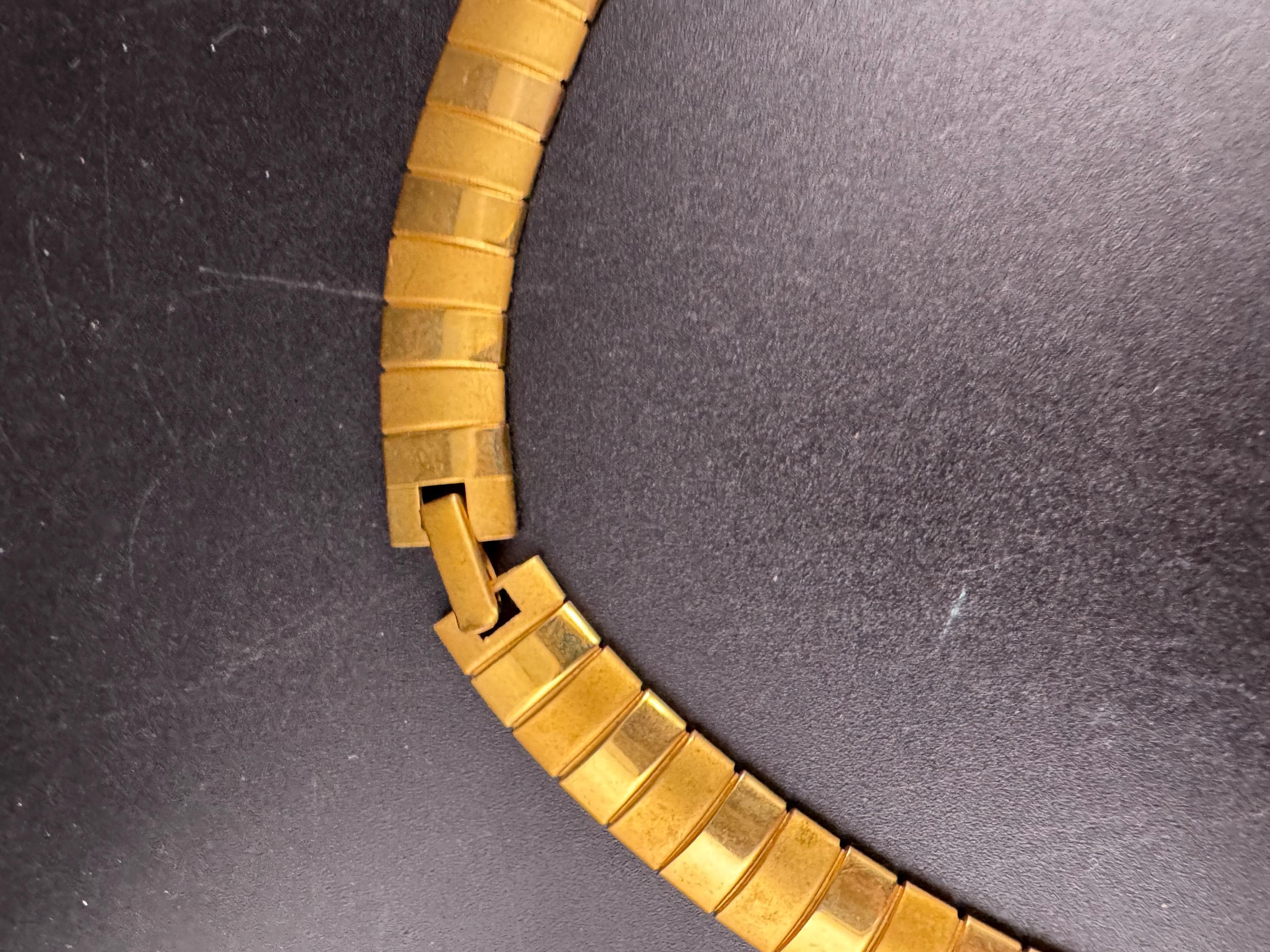 Two tone gold omega choker necklace , vintage 46cm