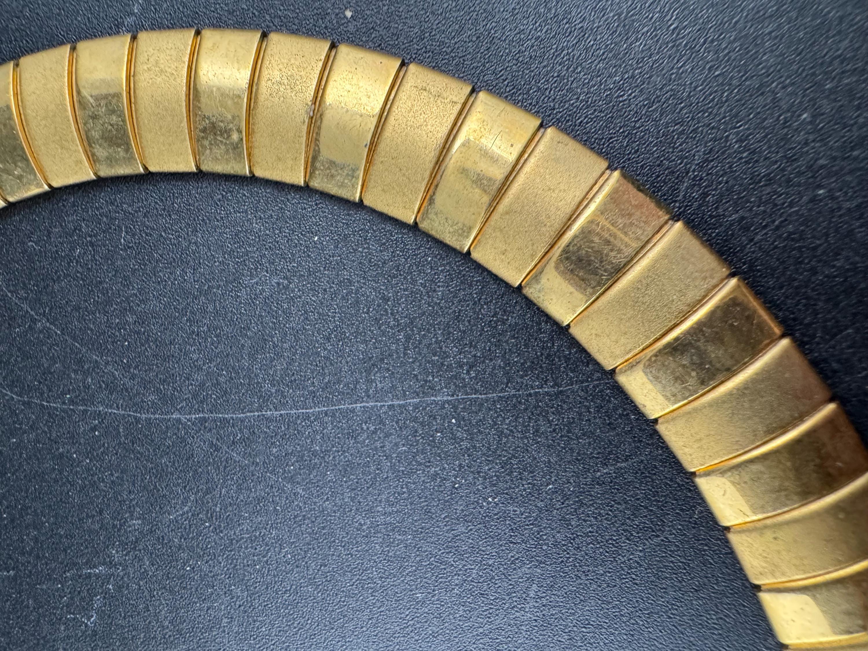 Two tone gold omega choker necklace , vintage 46cm
