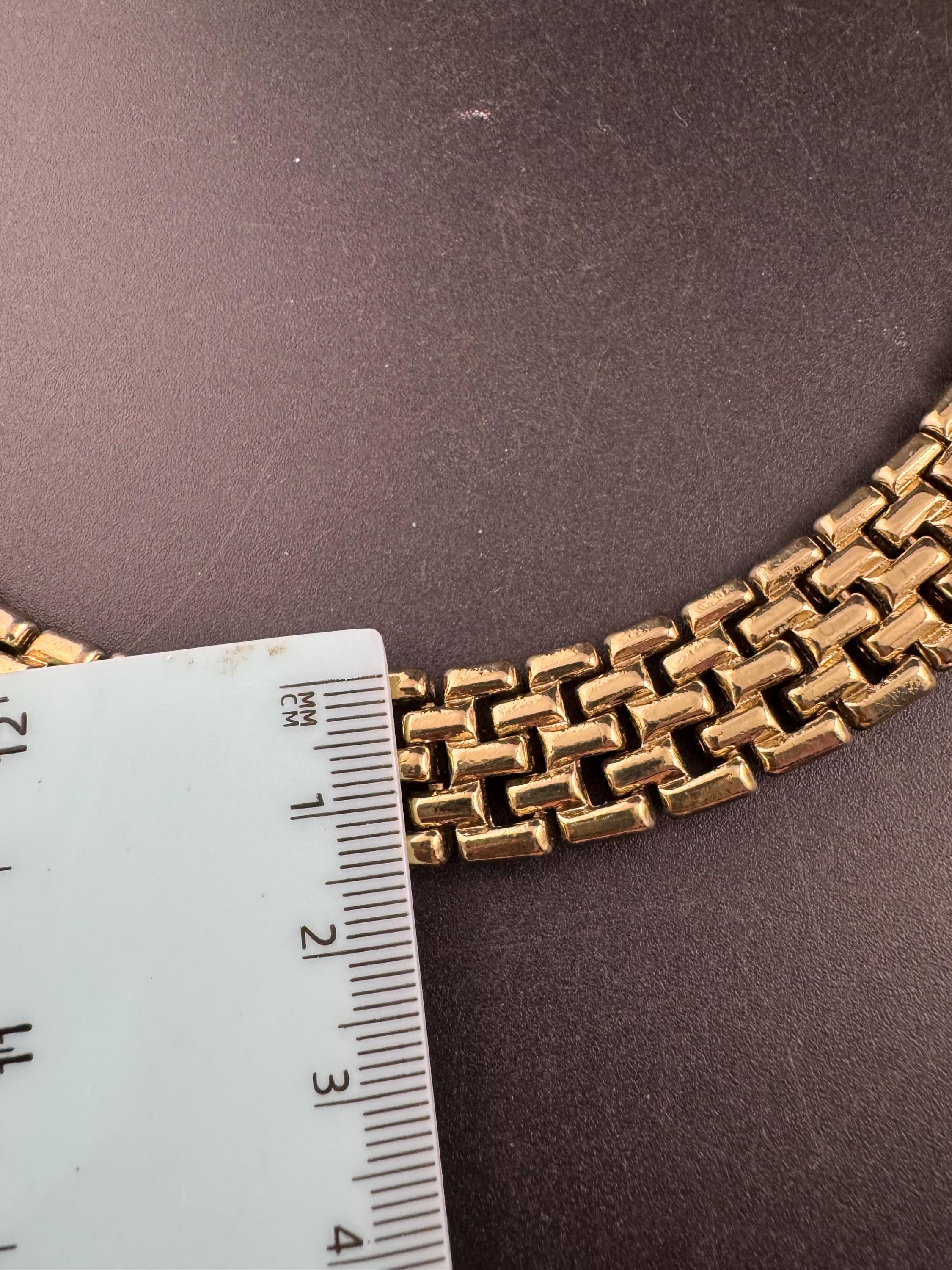 1980s wide panther brick link gold plated choker necklace 44cm