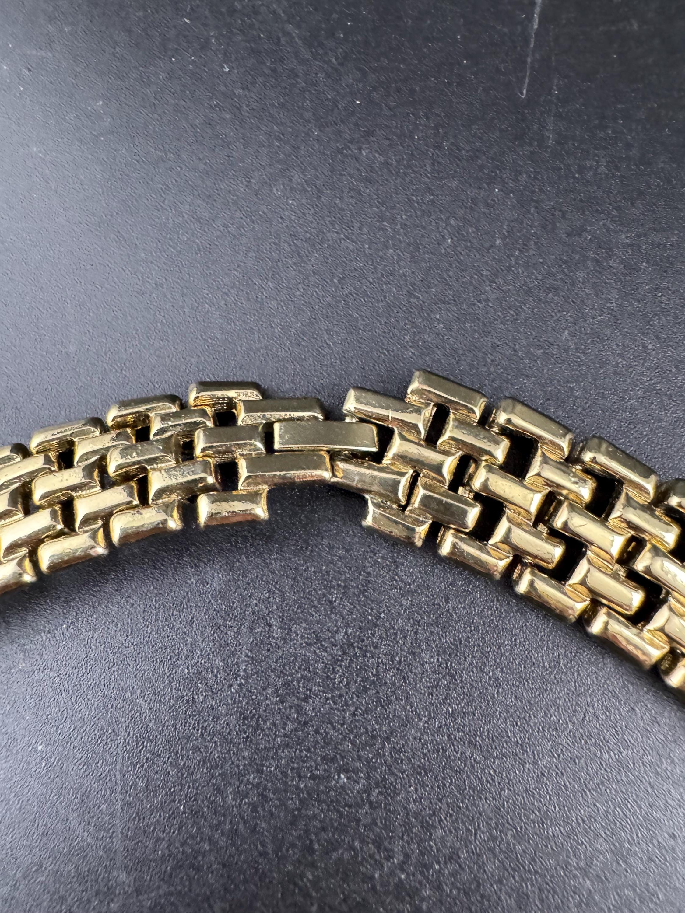 1980s wide panther brick link gold plated choker necklace 44cm