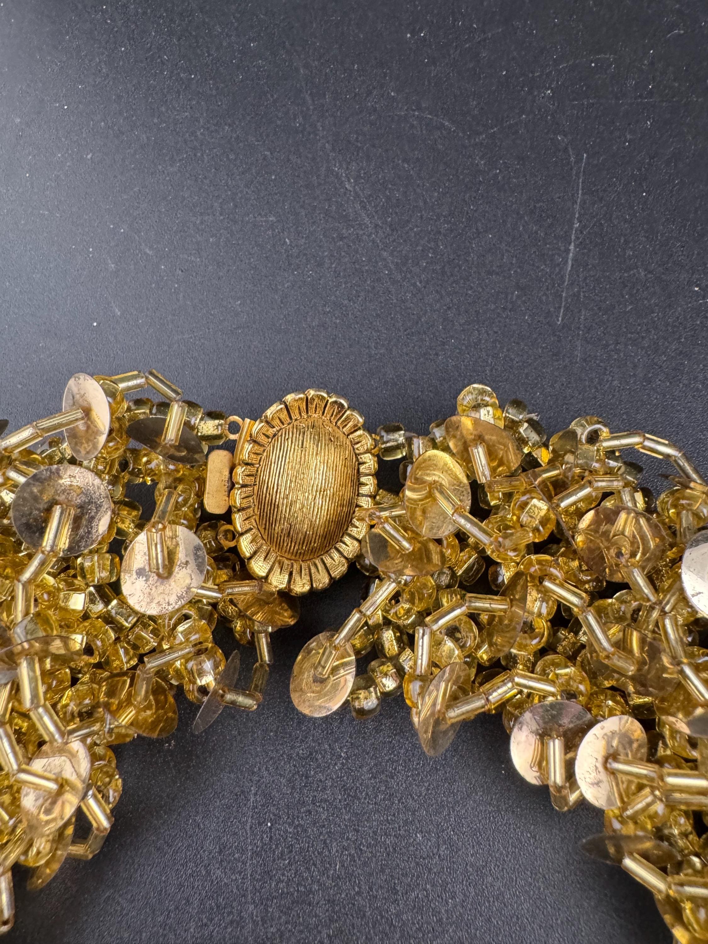 1980s signed Italian wide beaded gold choker necklace 46cm