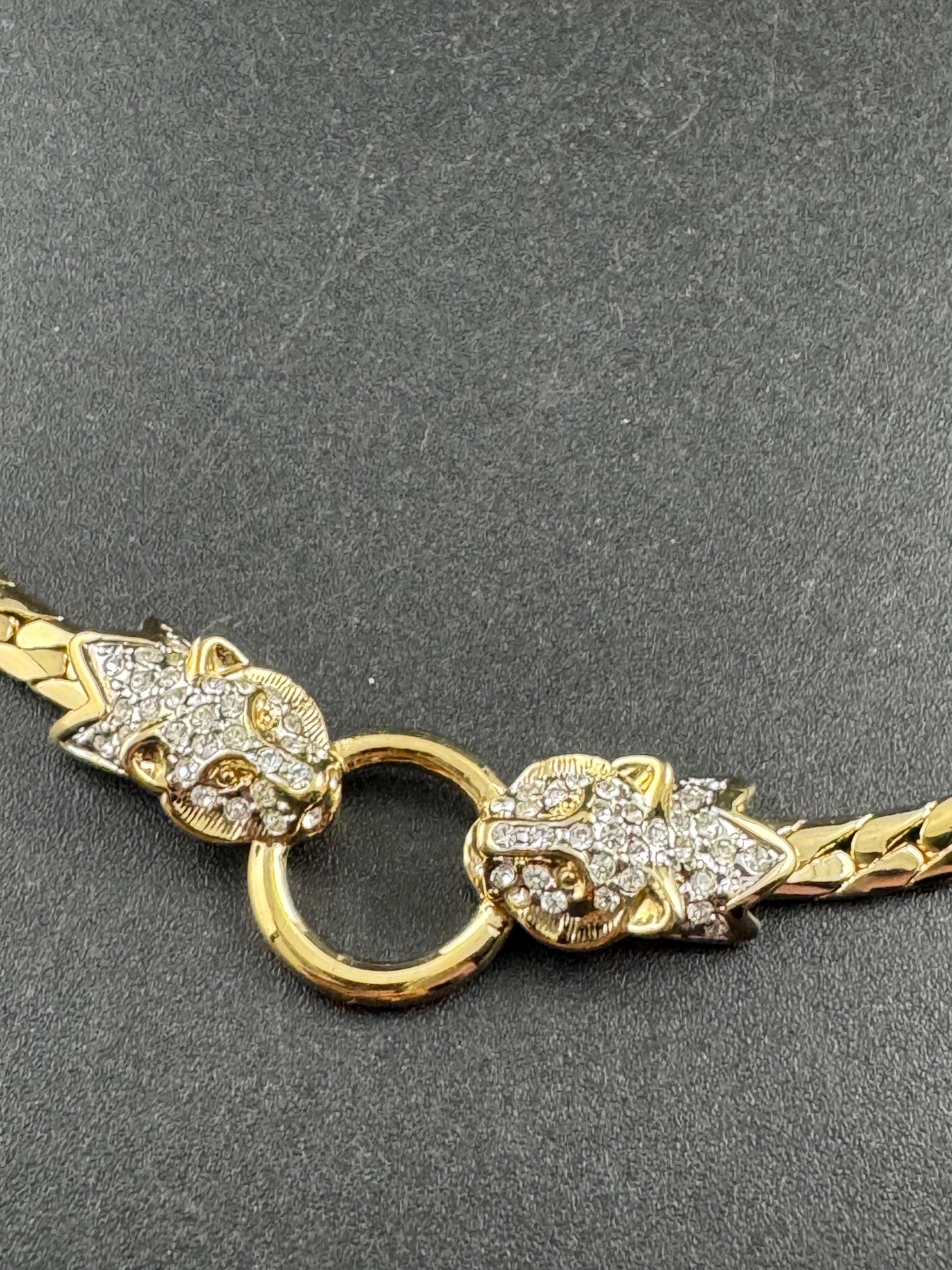 rhinestone diamanté crystal leopard head collar necklace, High end