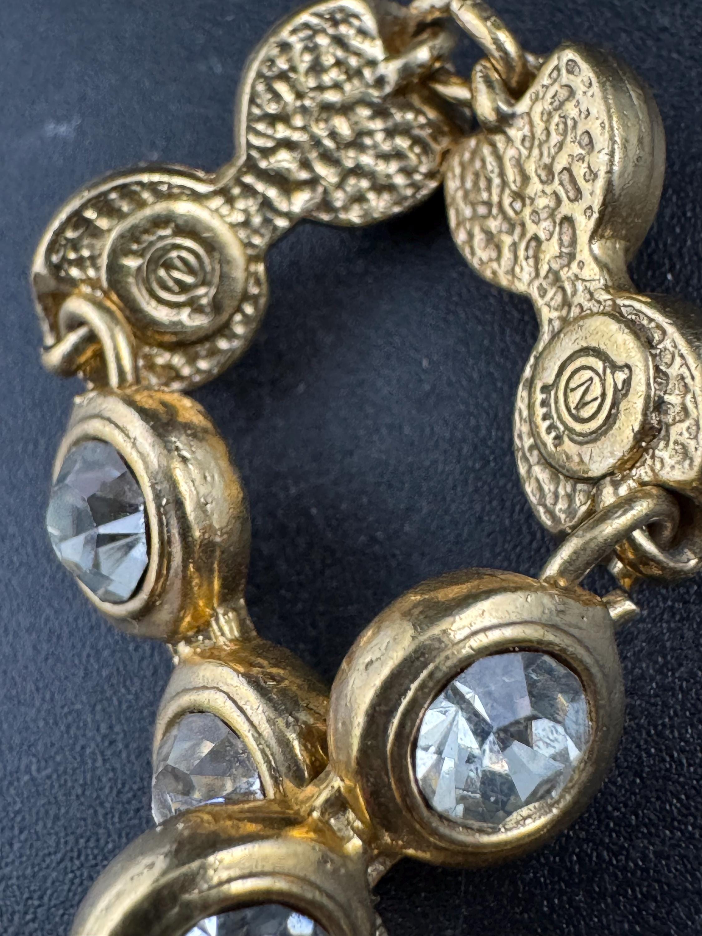 Retro bezel set clear crystal rivière necklace 46cm, gold tone diamanté