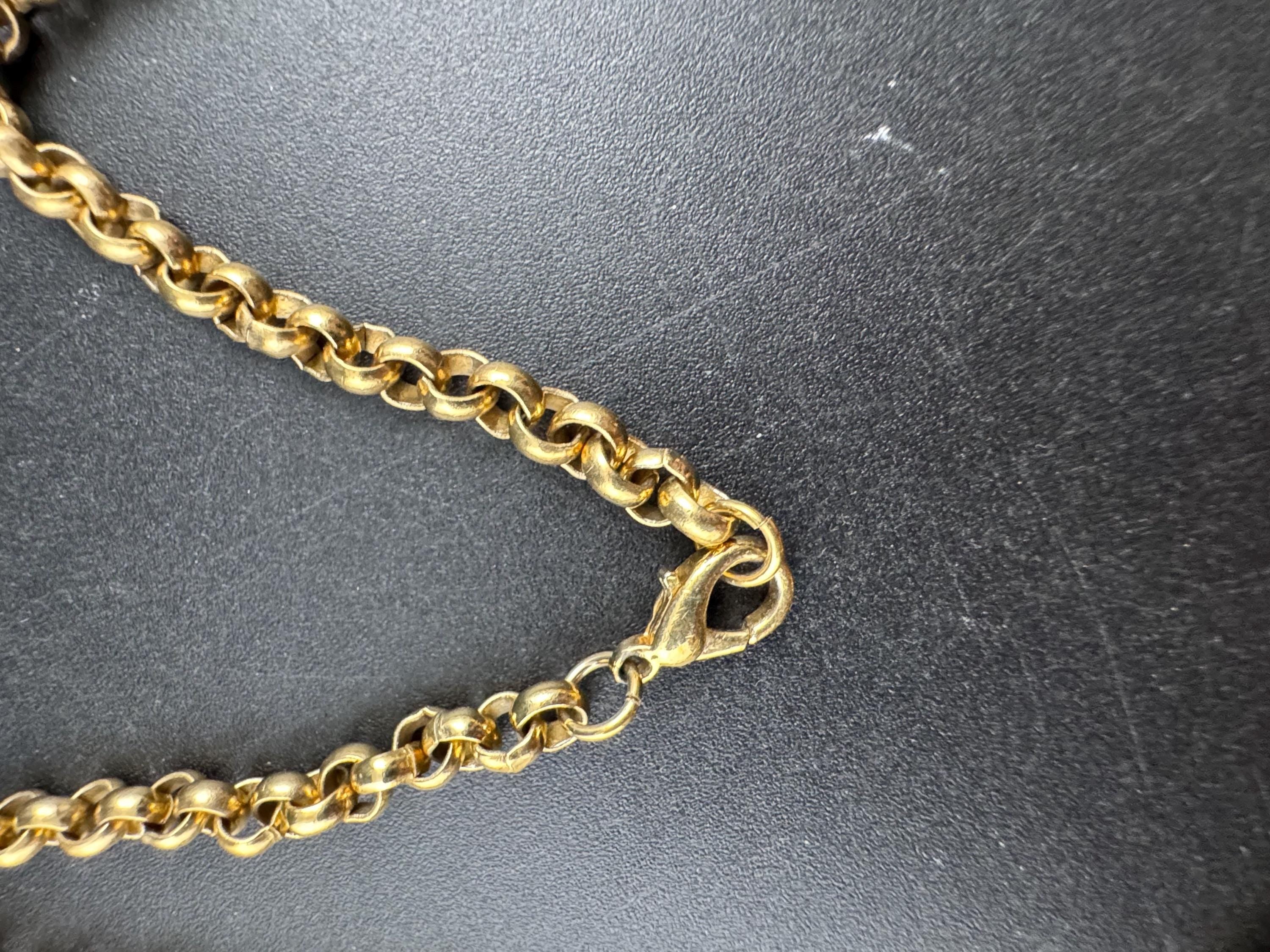 Retro 1980s black enamel diamanté necklace, gold tone chain