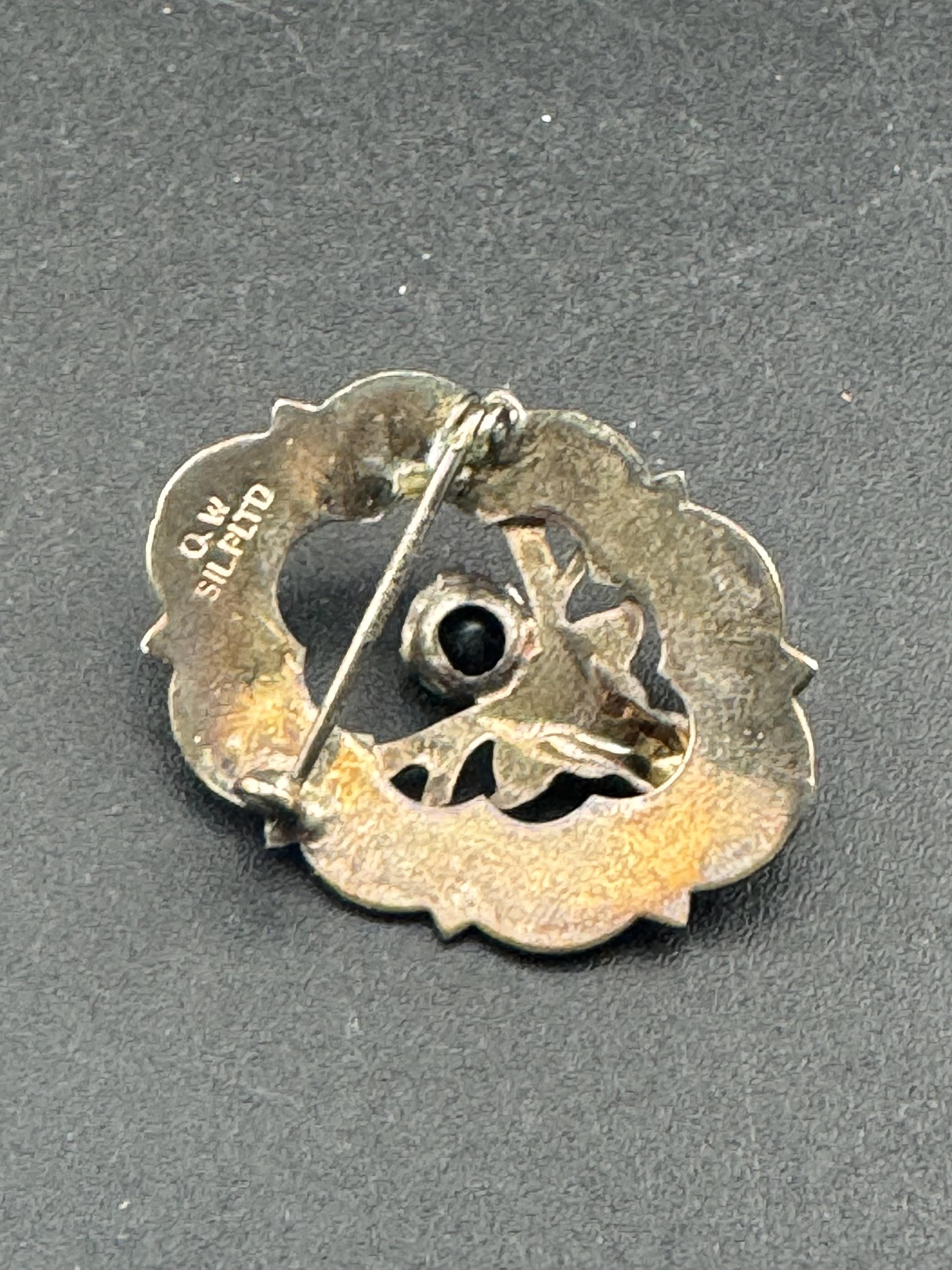 Vintage Scottish citrine glass highland stag Brooch, silver plated